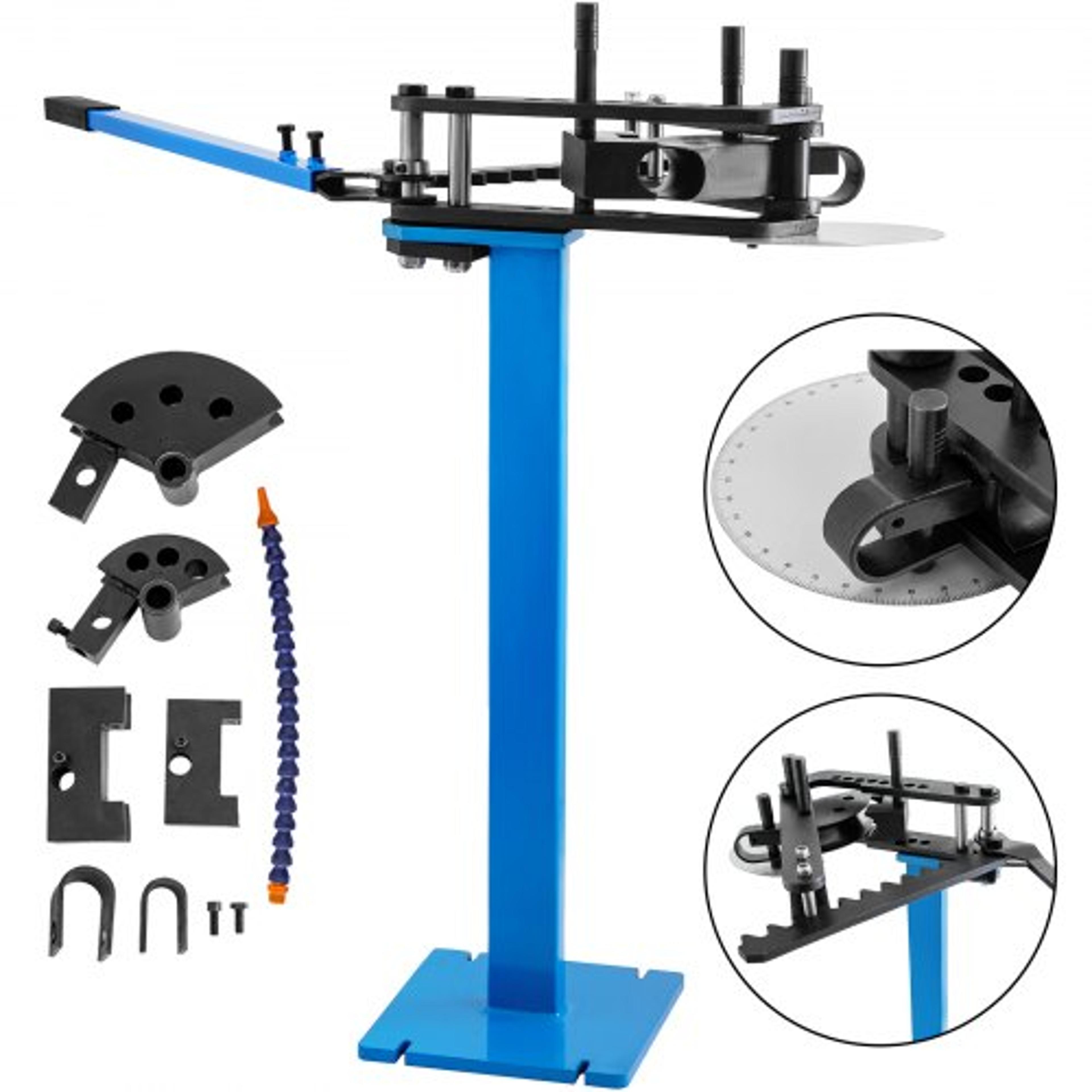 heavy duty metal pipe and tube bender with dies, tube pedestal bender, tube bender max bending, floor-standing tool