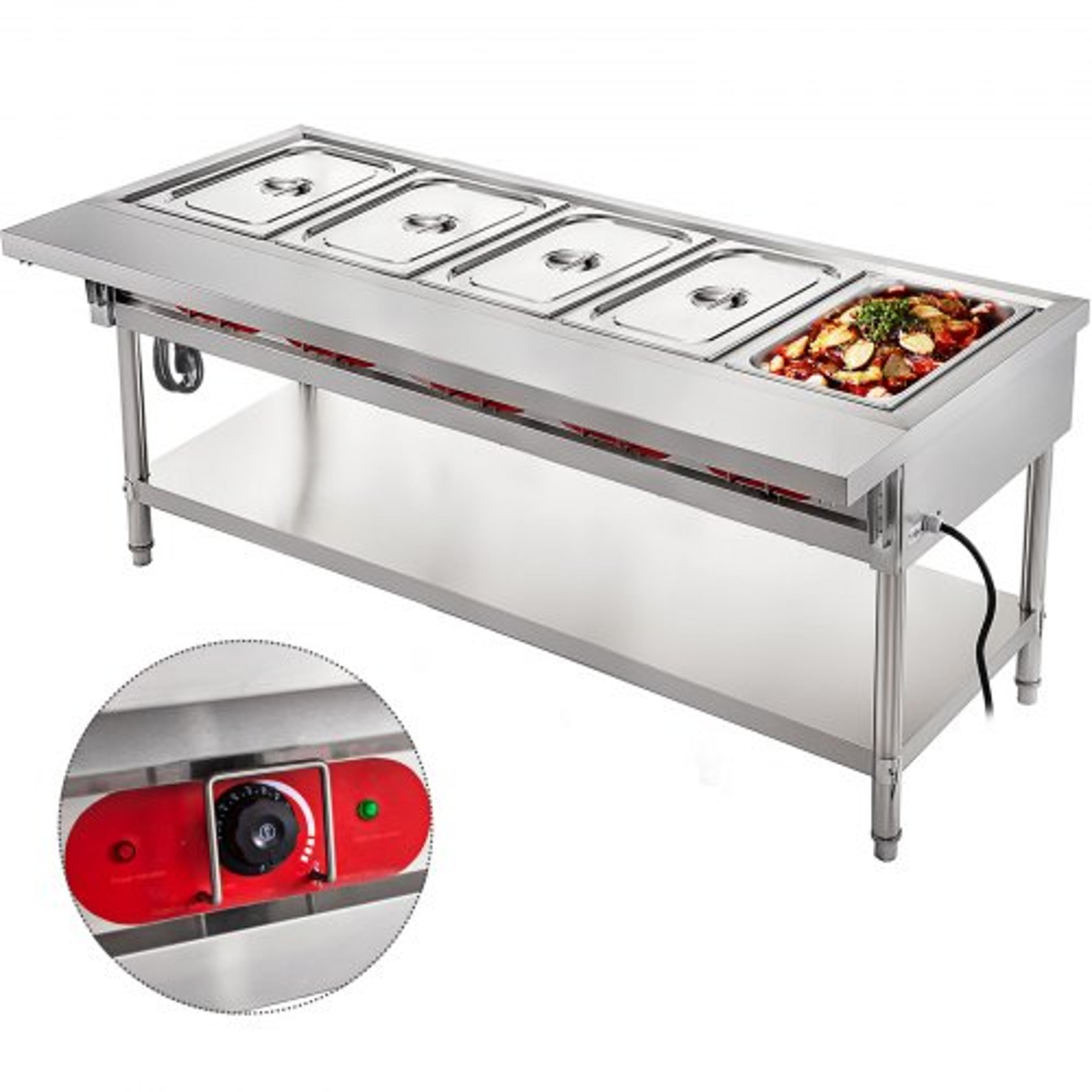 commercial electric food warmer pot steam table quart/pan with lids, cutting board, food grade stainless steel serving