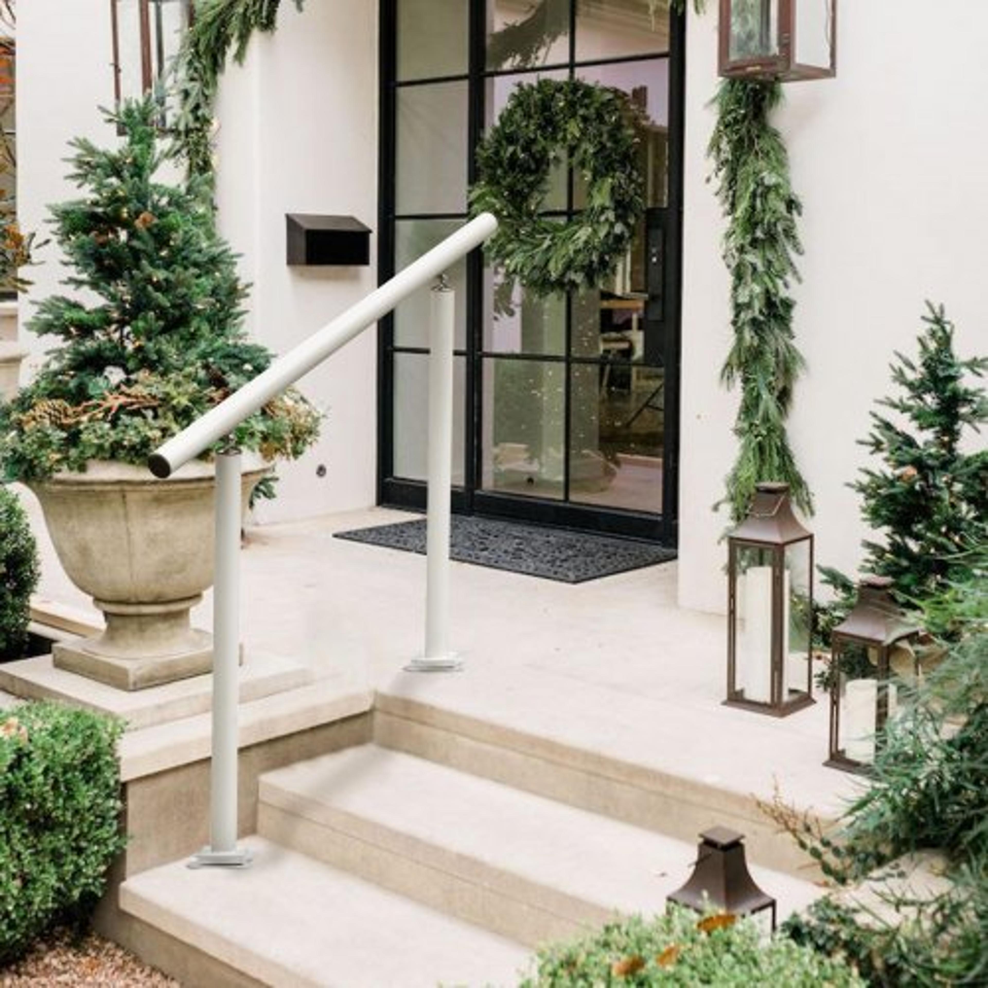 adjustable angle white aluminum stair hand rail for the elderly, rustproof handrails for outdoor steps (3 ft)