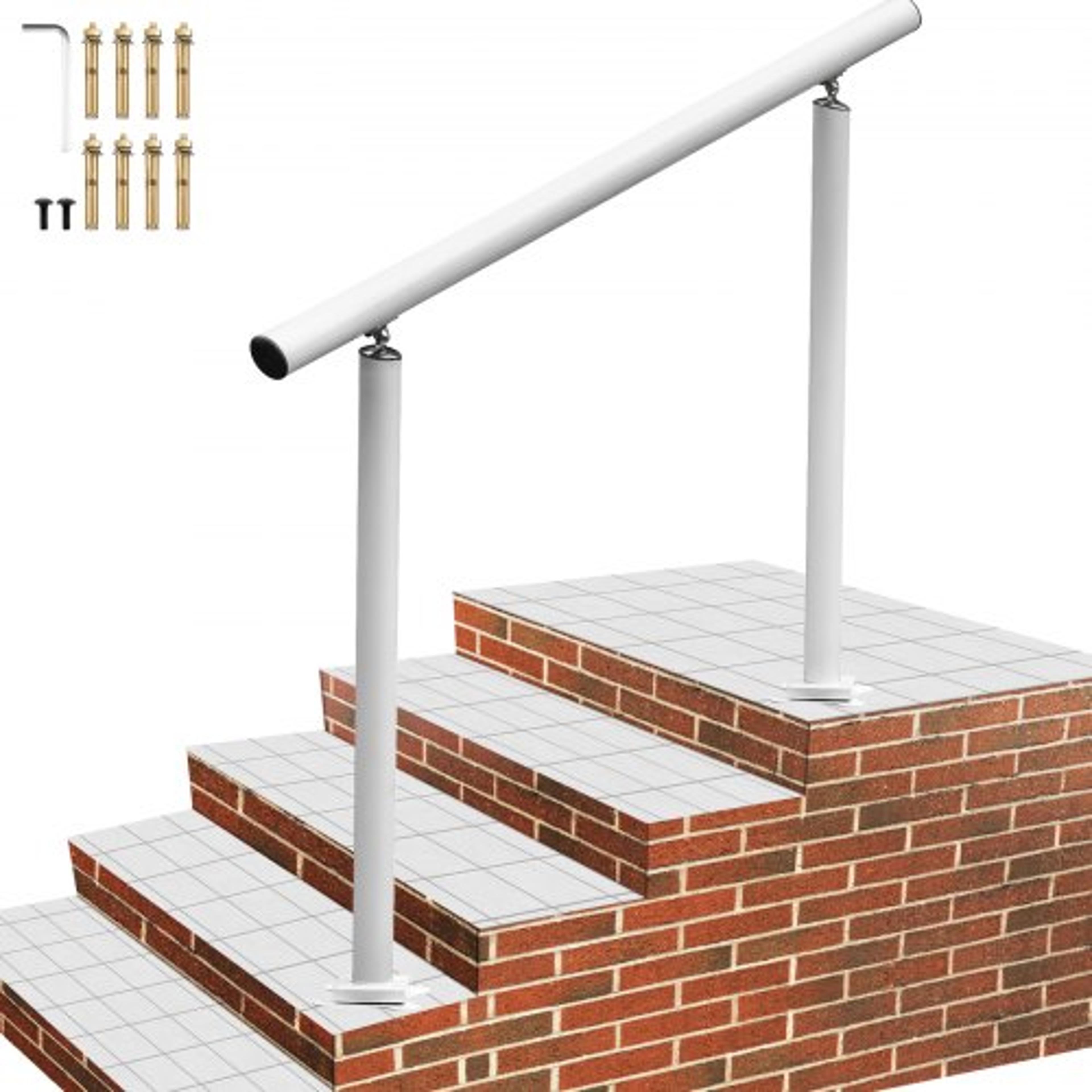 black aluminum stair handrail for outdoor steps, 4 ft adjustable railing kit for elderly, porches & decks