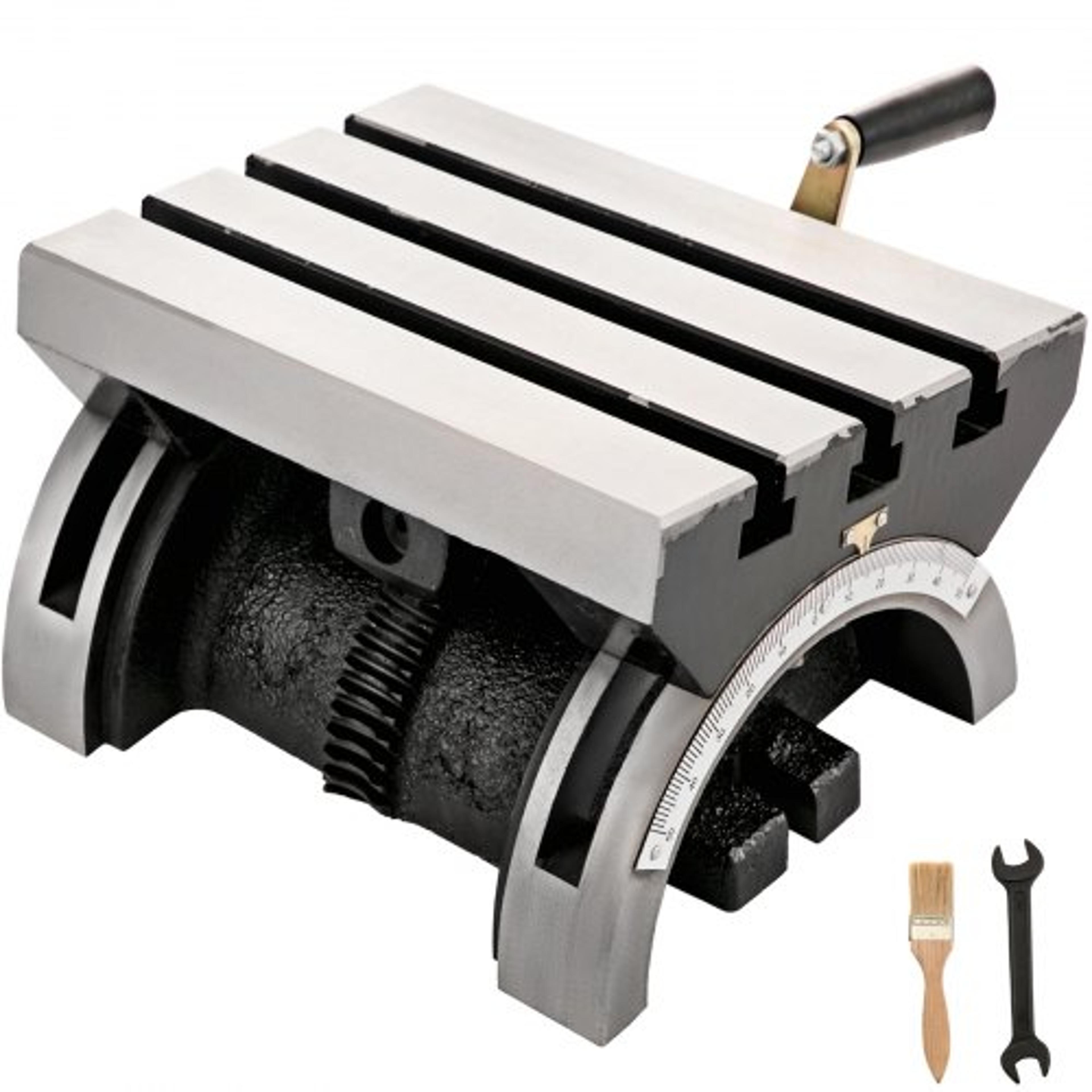 heavy duty tilting milling table, adjustable angle plate for milling machines with t-slots, crank handle
