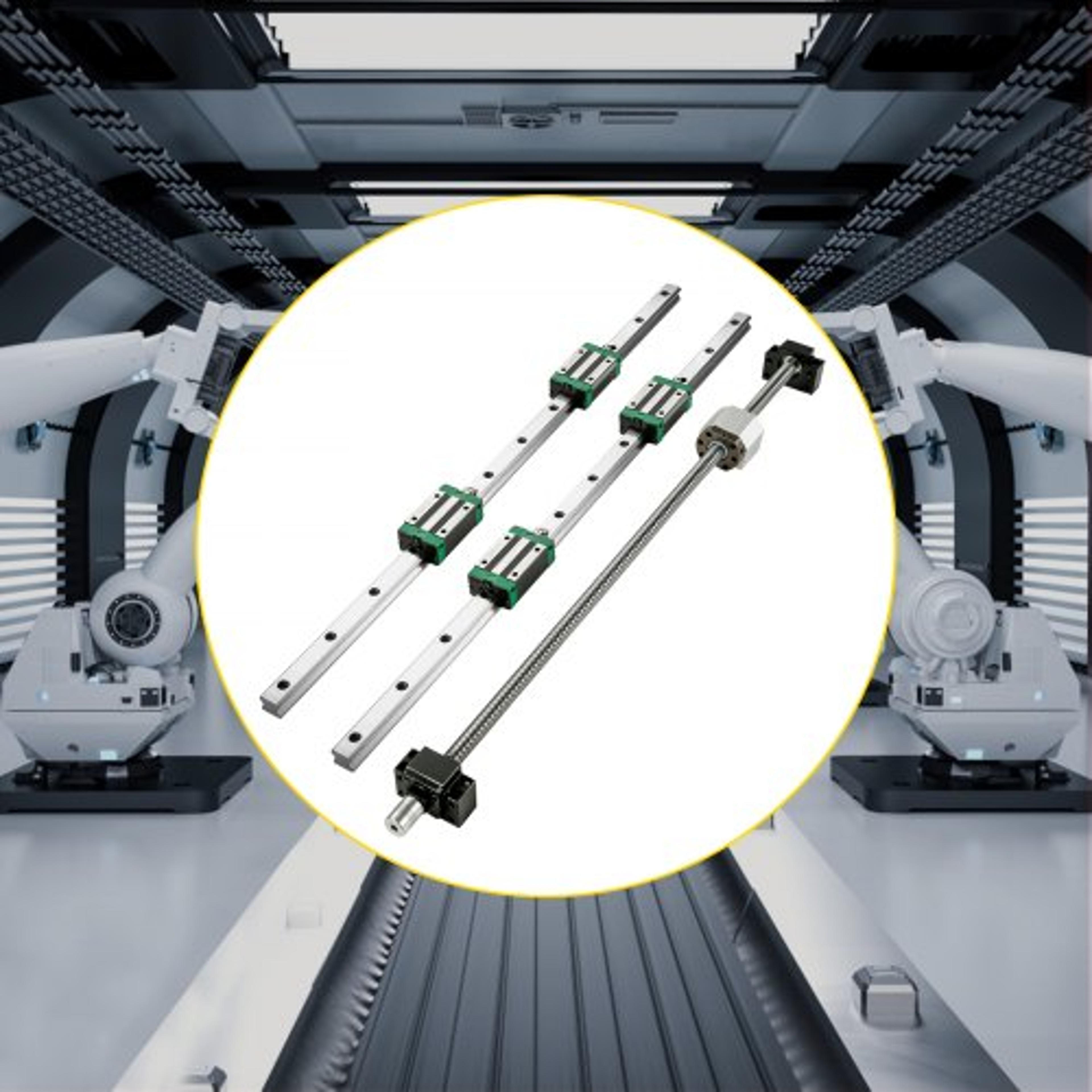 precision linear guide rail set, 2x hgr20-1000mm rails, rm1605 ballscrew, 4 blocks & end supports for cnc machines