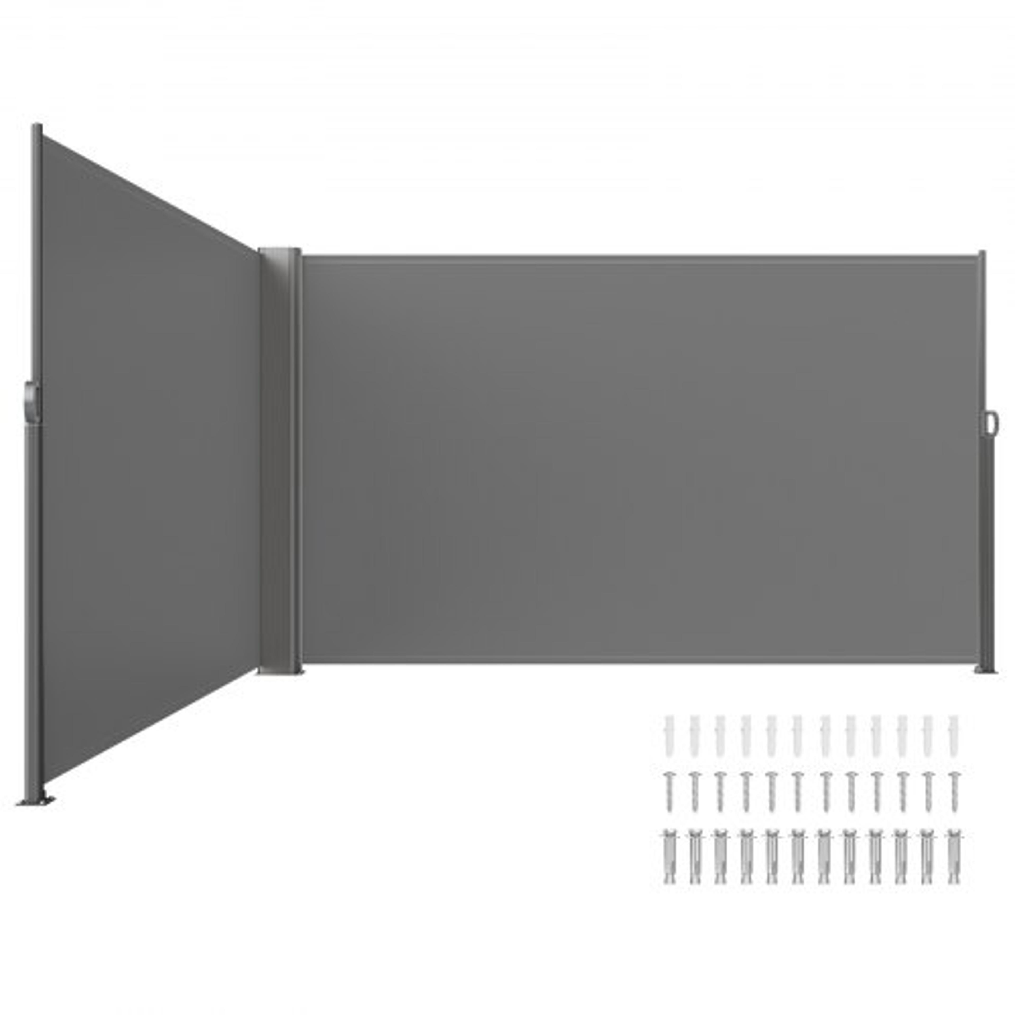 71"x236" retractable side awning, full aluminum rust-proof patio sunshine screen, outdoor privacy divider