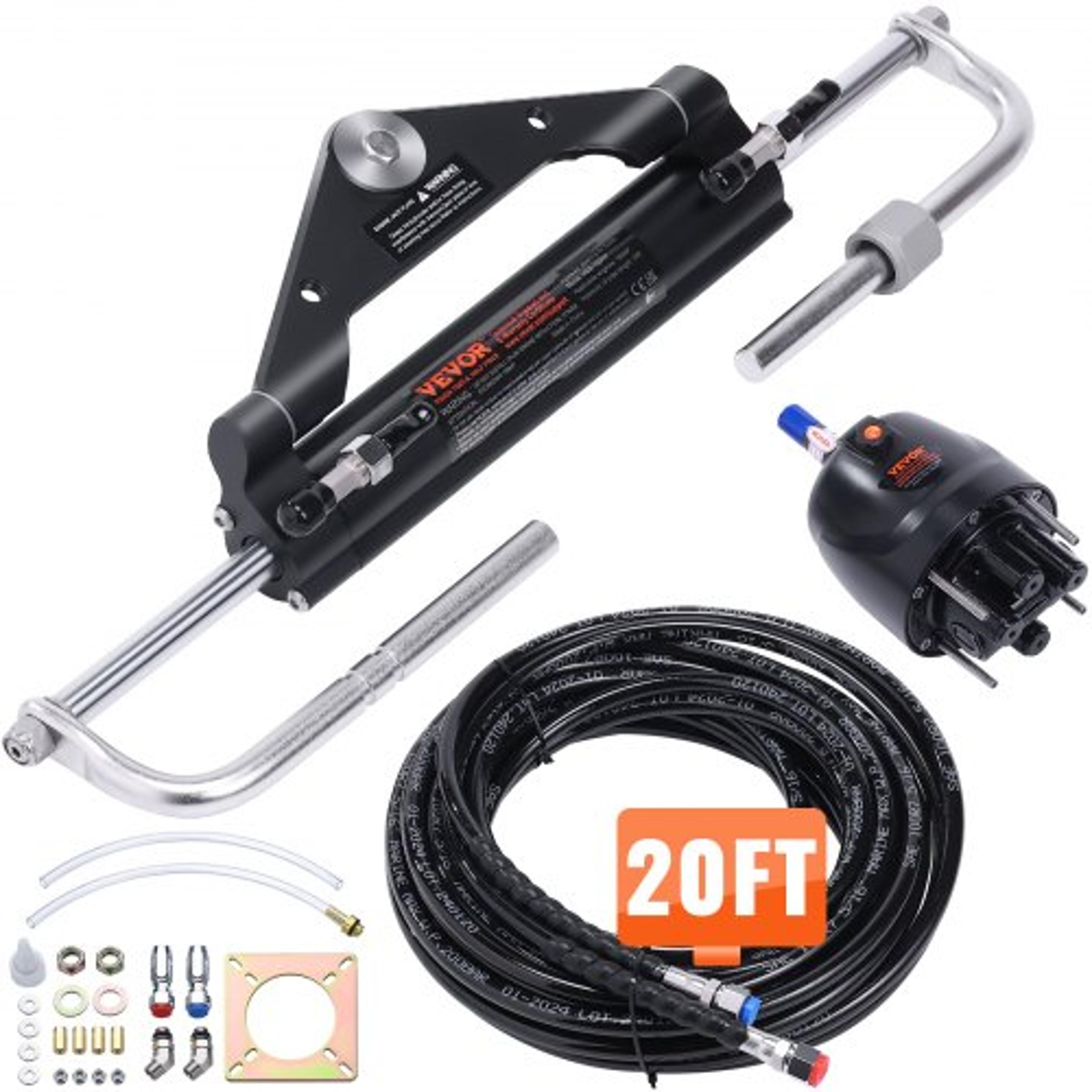 hydraulic outboard steering kit, marine boat steering system with pump, cylinder, high-pressure hoses, for single engine