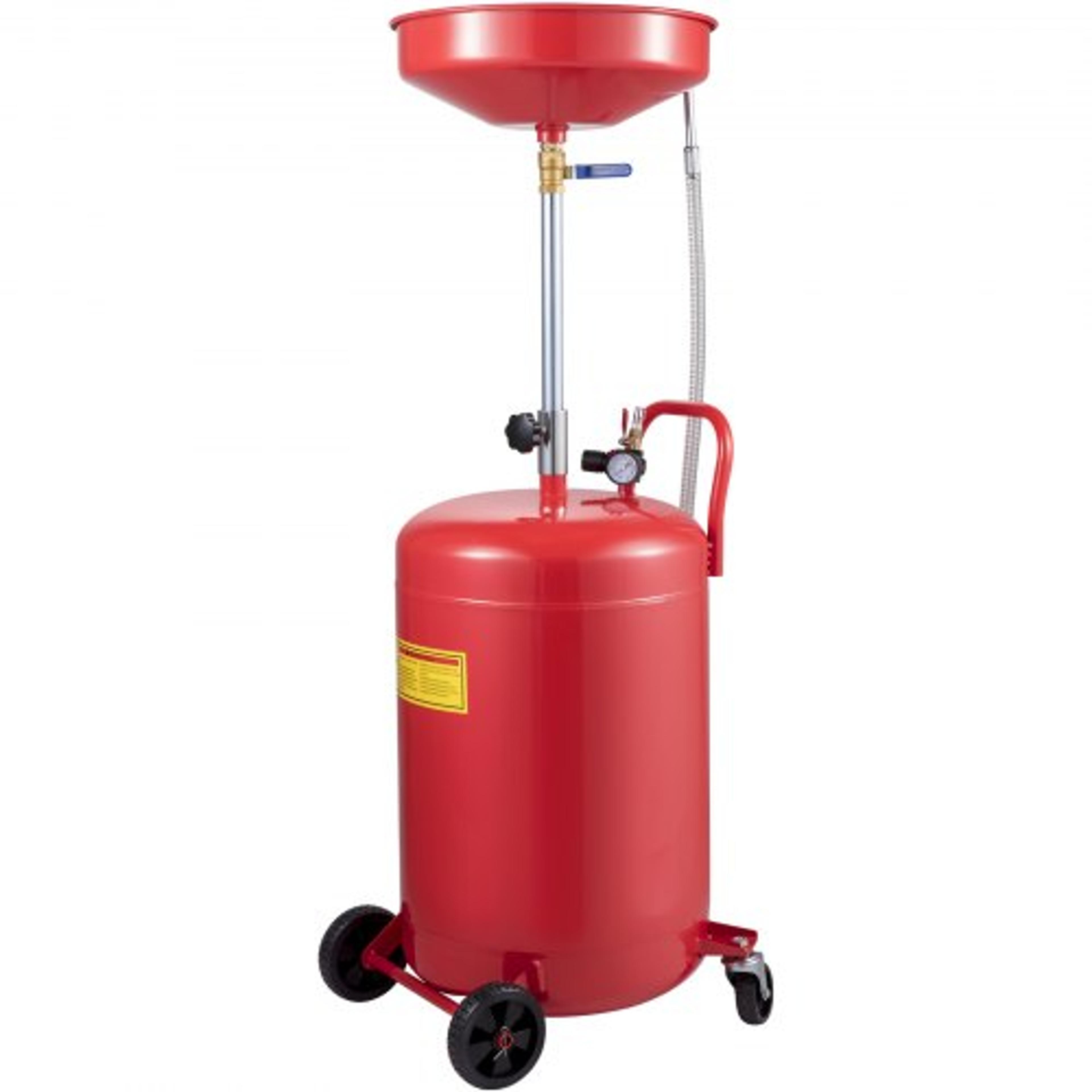 waste oil drain tank, portable air operated oil drainer with adjustable funnel, pressure regulating valve