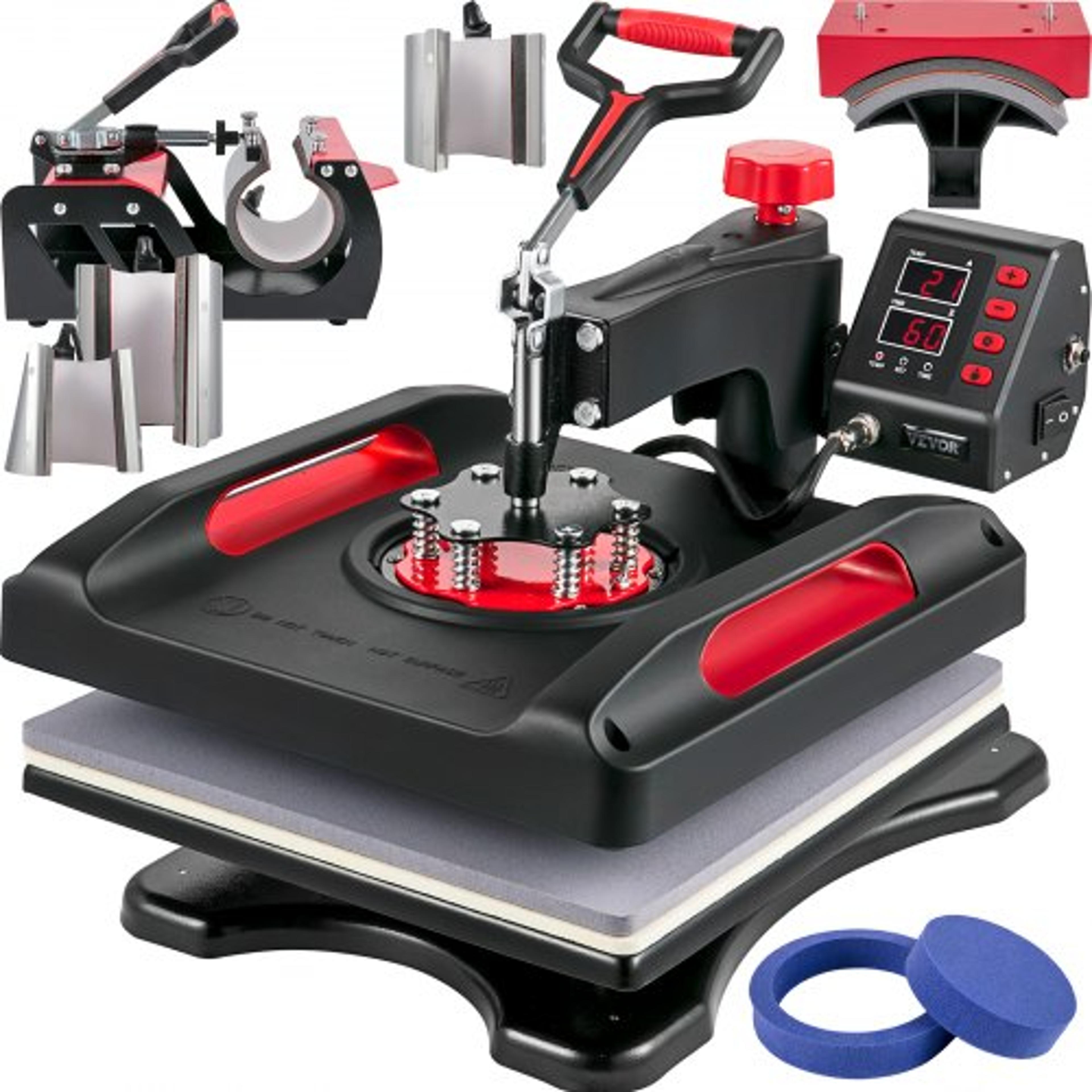 professional 15x15 inch heat press machine, 8-in-1 power-saving sublimation press with digital display