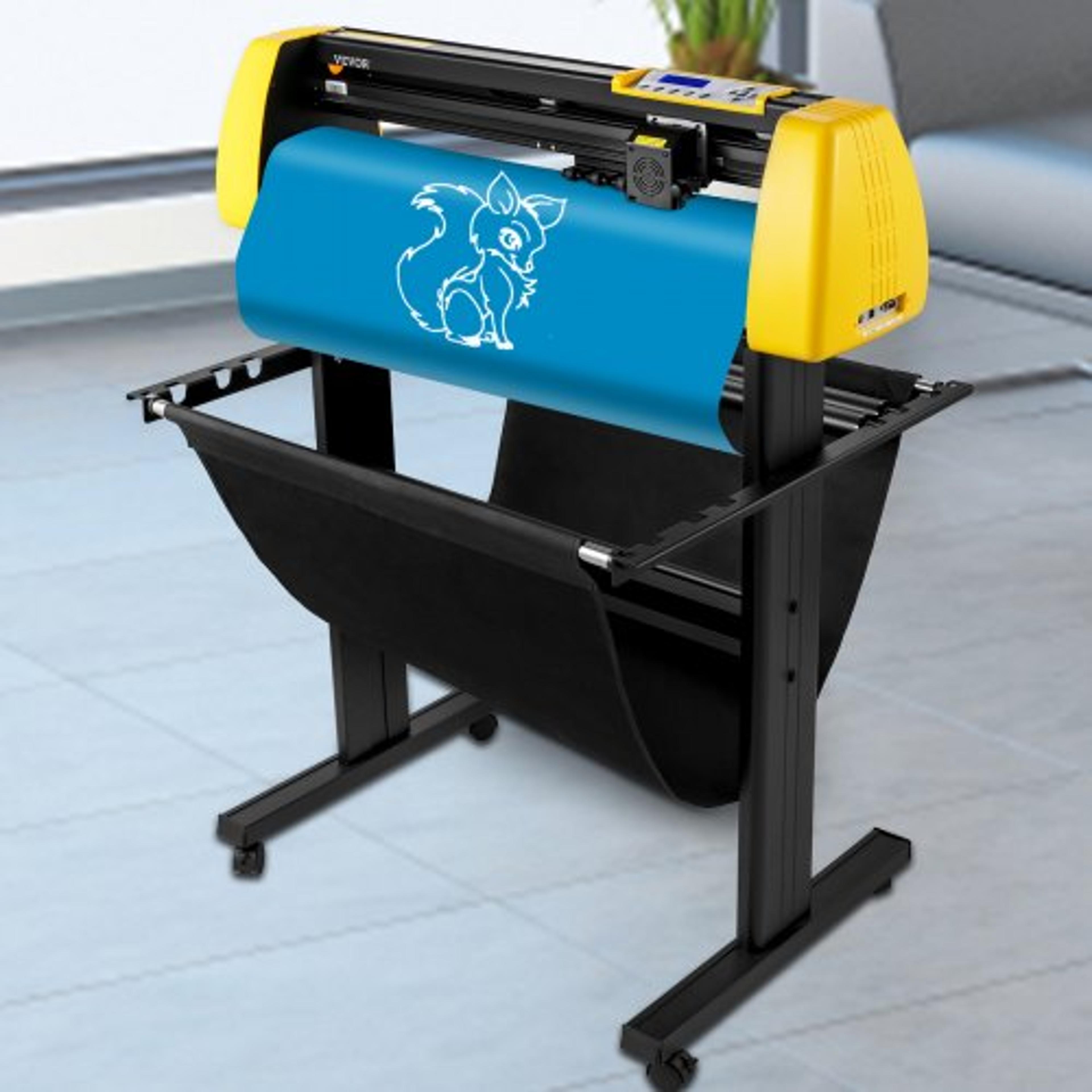 34" vinyl cutter plotter with auto camera contour cutting, 870mm max paper feed sign cutting machine w/lcd screen