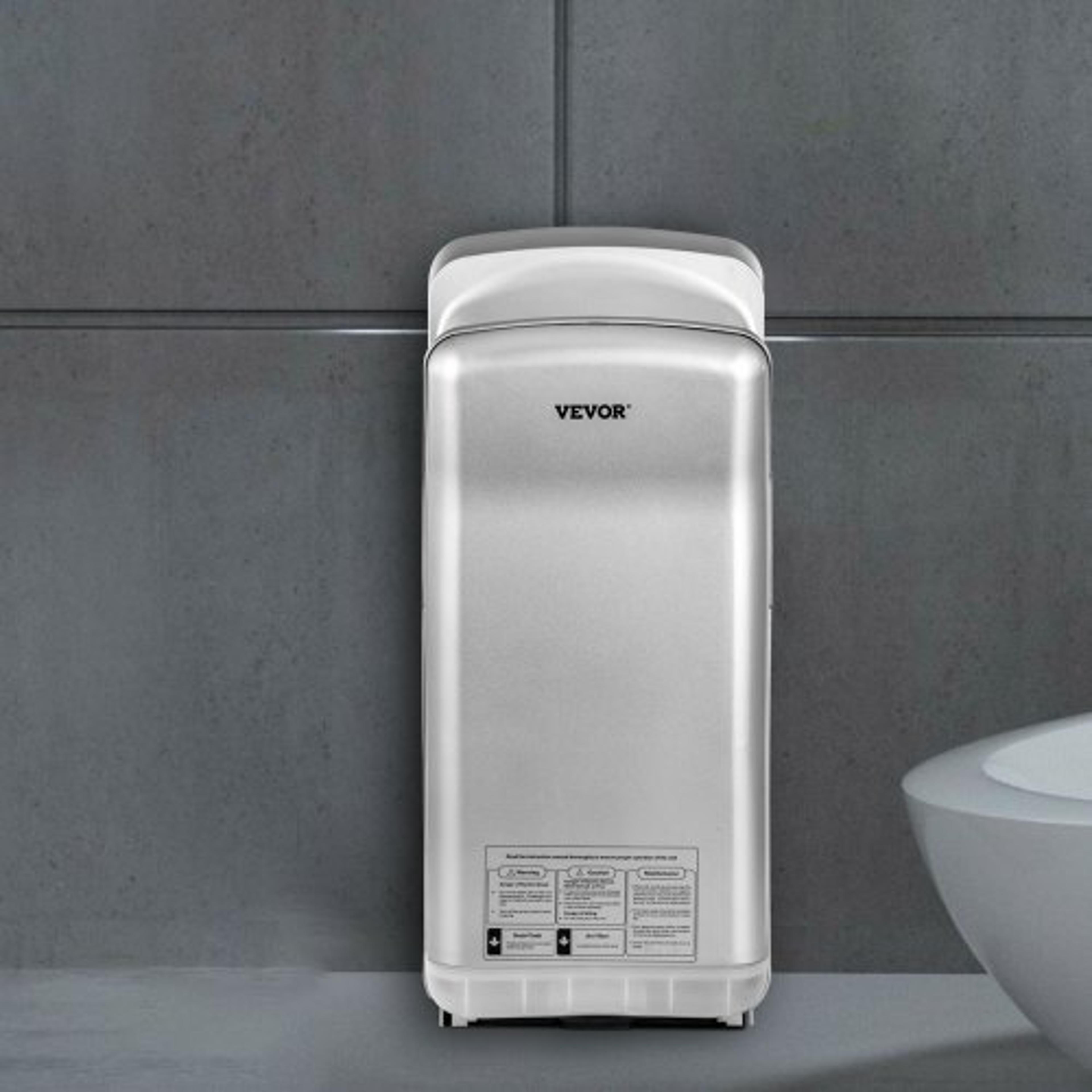 abs air dryer hand with hepa filtration, 1600w 110v vertical hand dryer | high-speed automatic infrared silver