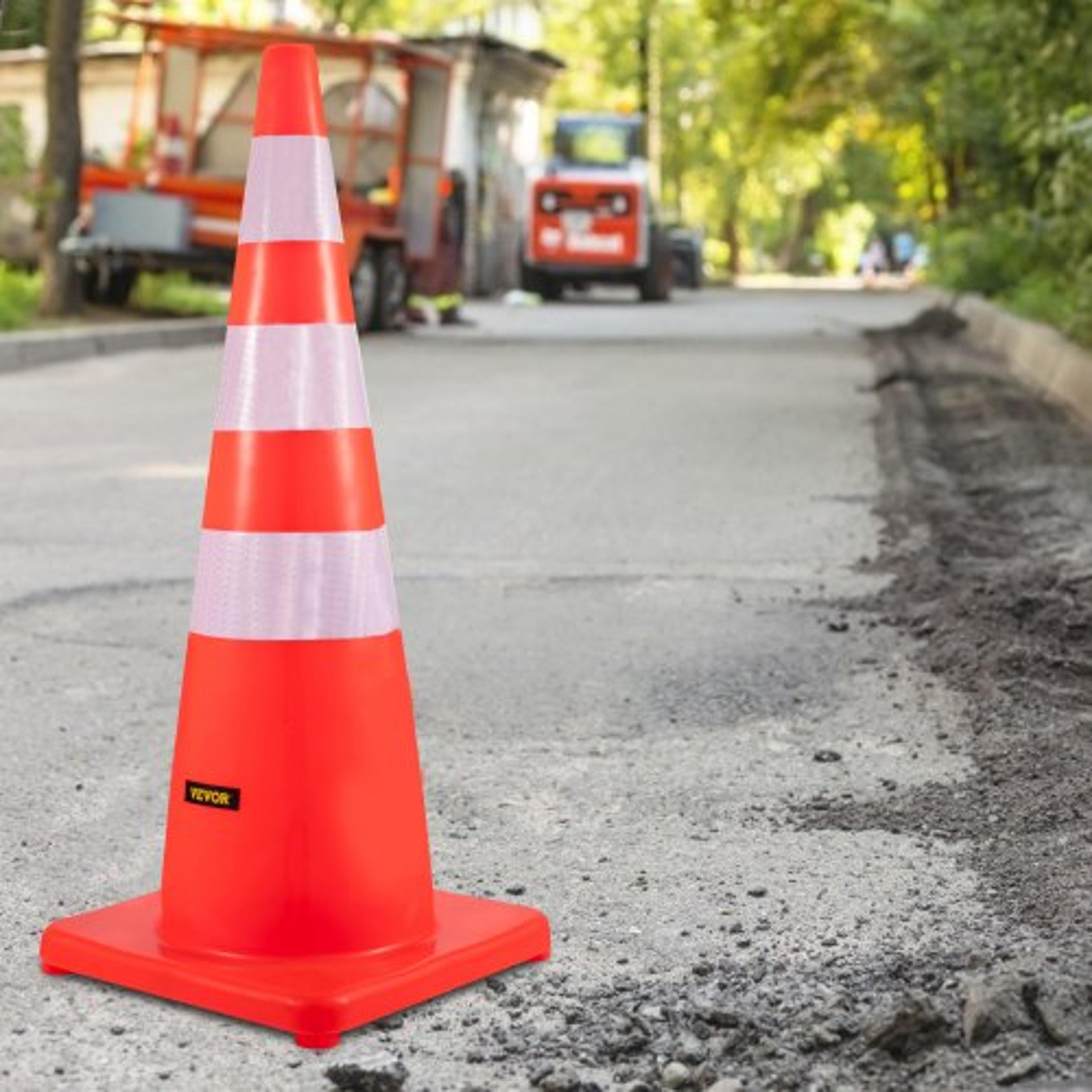 36" heavy-duty traffic cones (6-pack), reflective collars, weighted base for traffic control, driveway, road & school