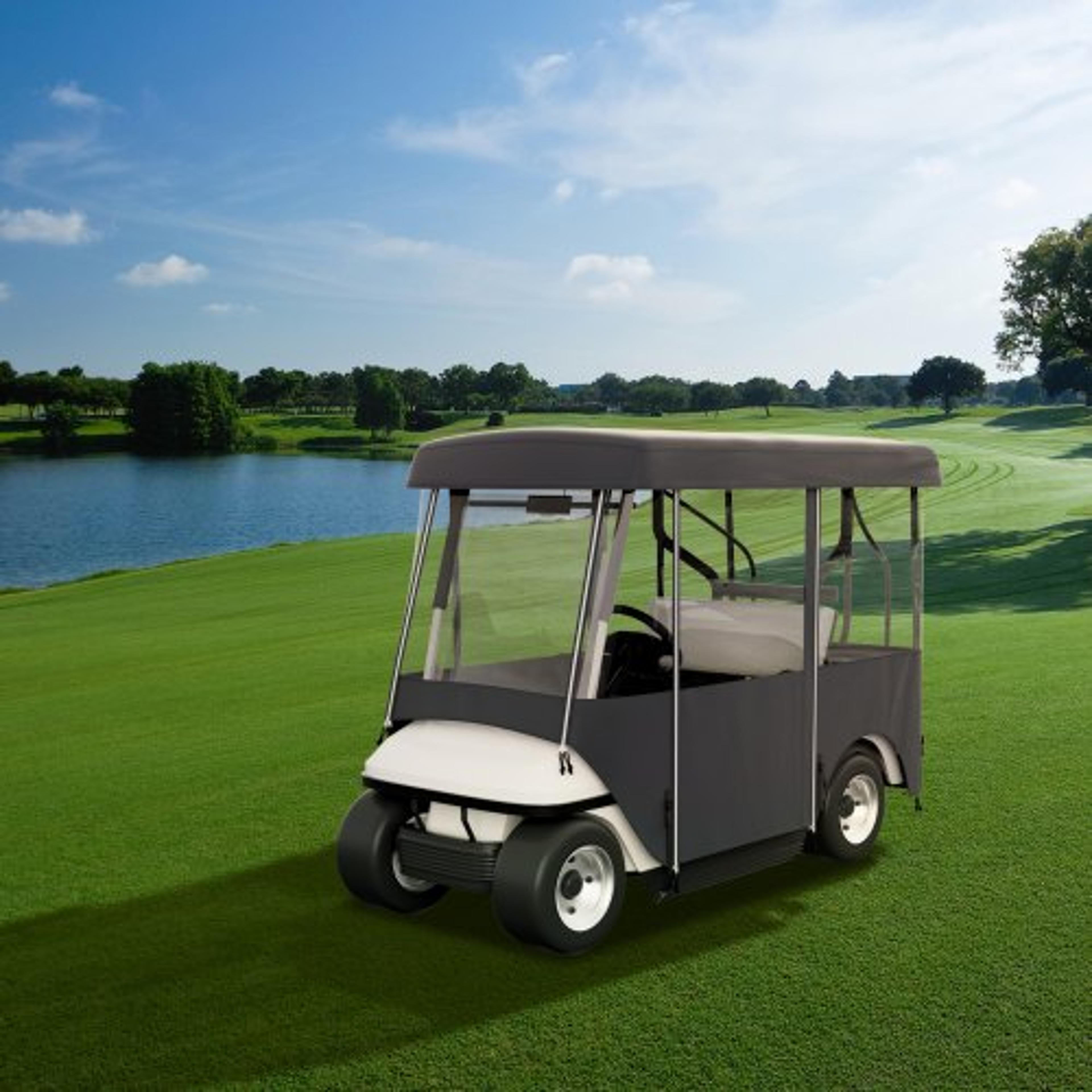 4-sided fairway deluxe golf cart enclosure, 300d waterproof cover with clear windows for 4-passenger ezgo,