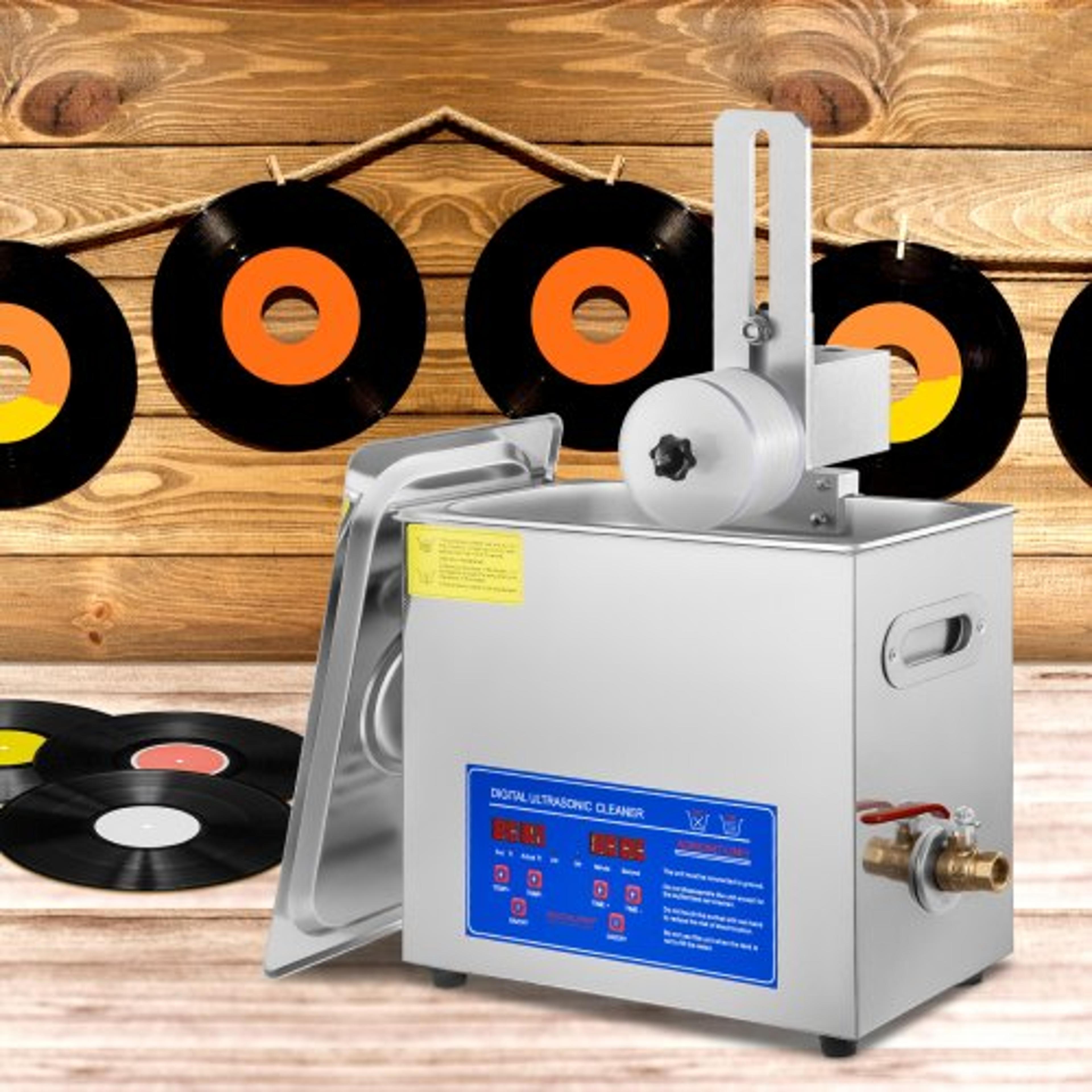 6l ultrasonic vinyl record cleaner machine, professional 40khz 180w cleaner with drying rack for 7" to 12" records