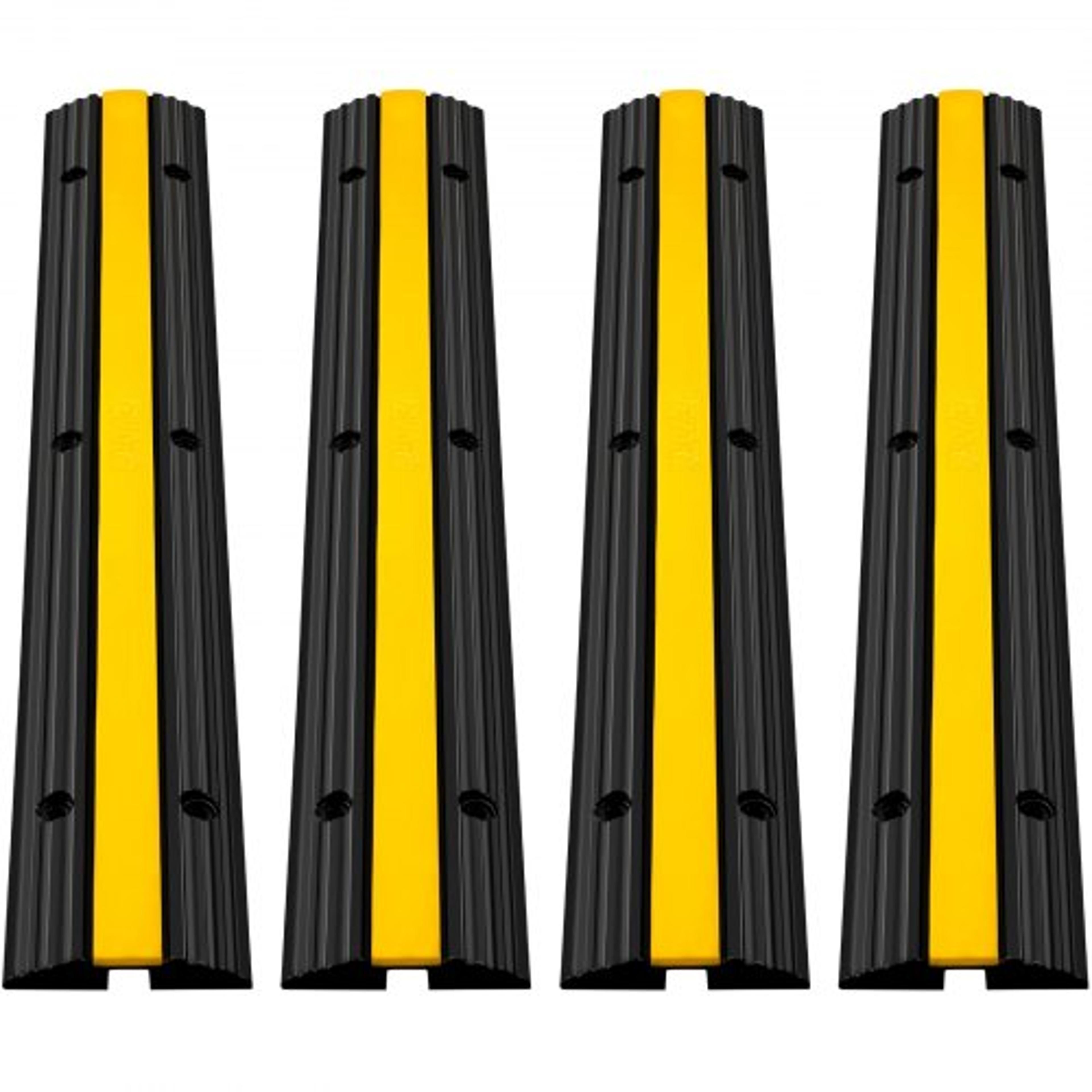 4-pack heavy-duty rubber cable protector ramps, 1-channel 22,046lbs capacity wire cover for driveways, events