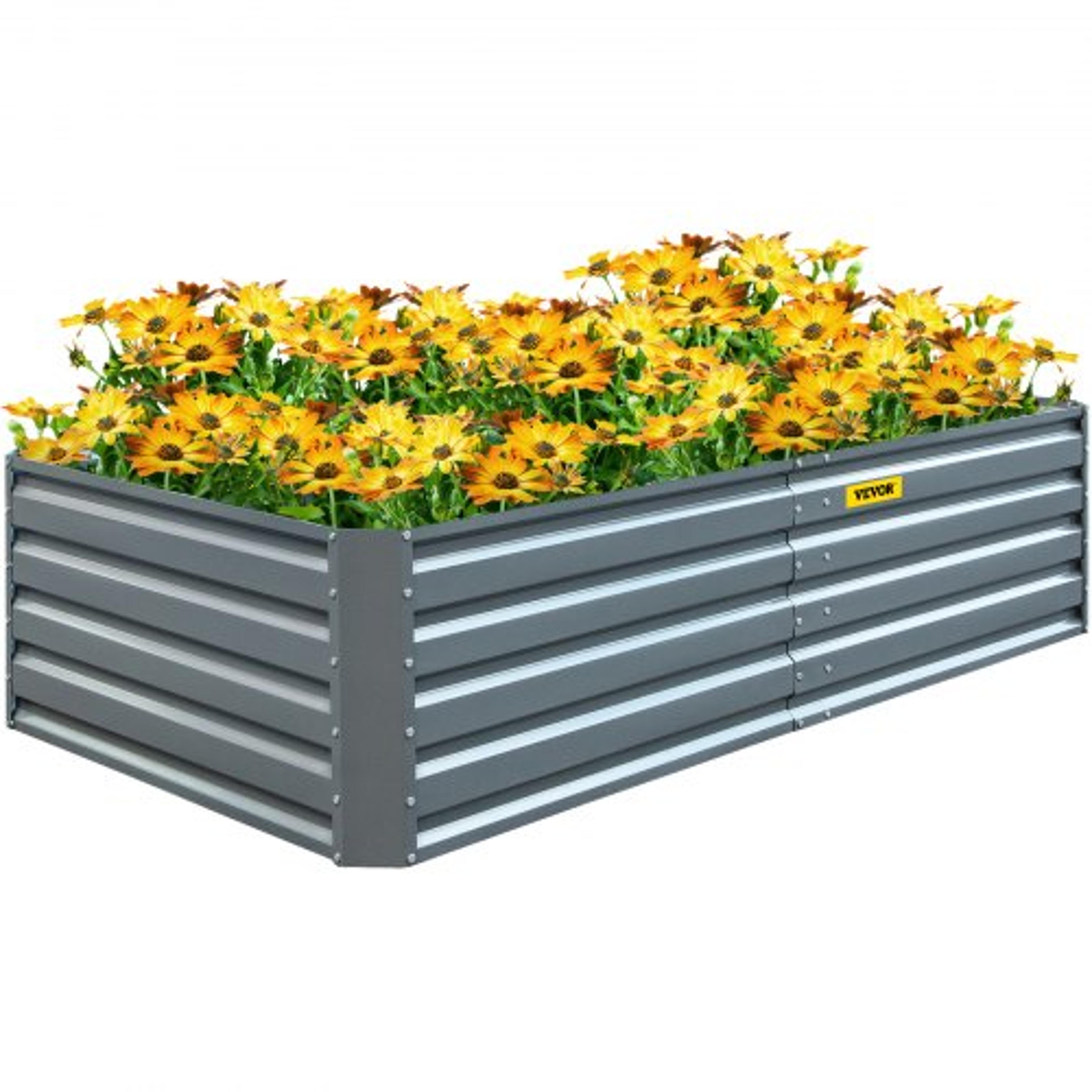 galvanized raised garden bed, metal planter box for vegetables, flowers, fruits & herbs, steel outdoor garden bed kit