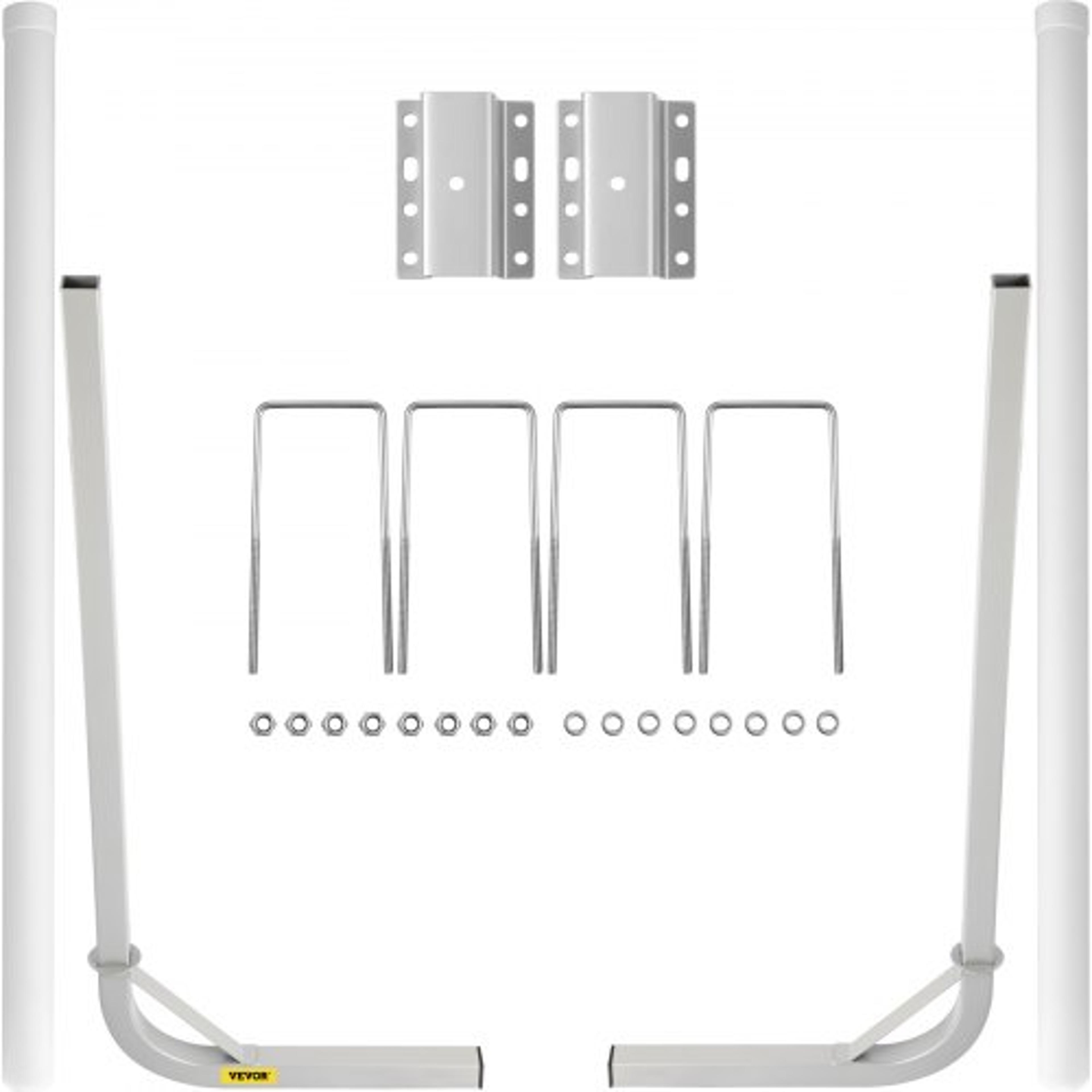 boat trailer guide-on set, steel post guide-ons with white pvc tube covers, adjustable width, complete mount kit