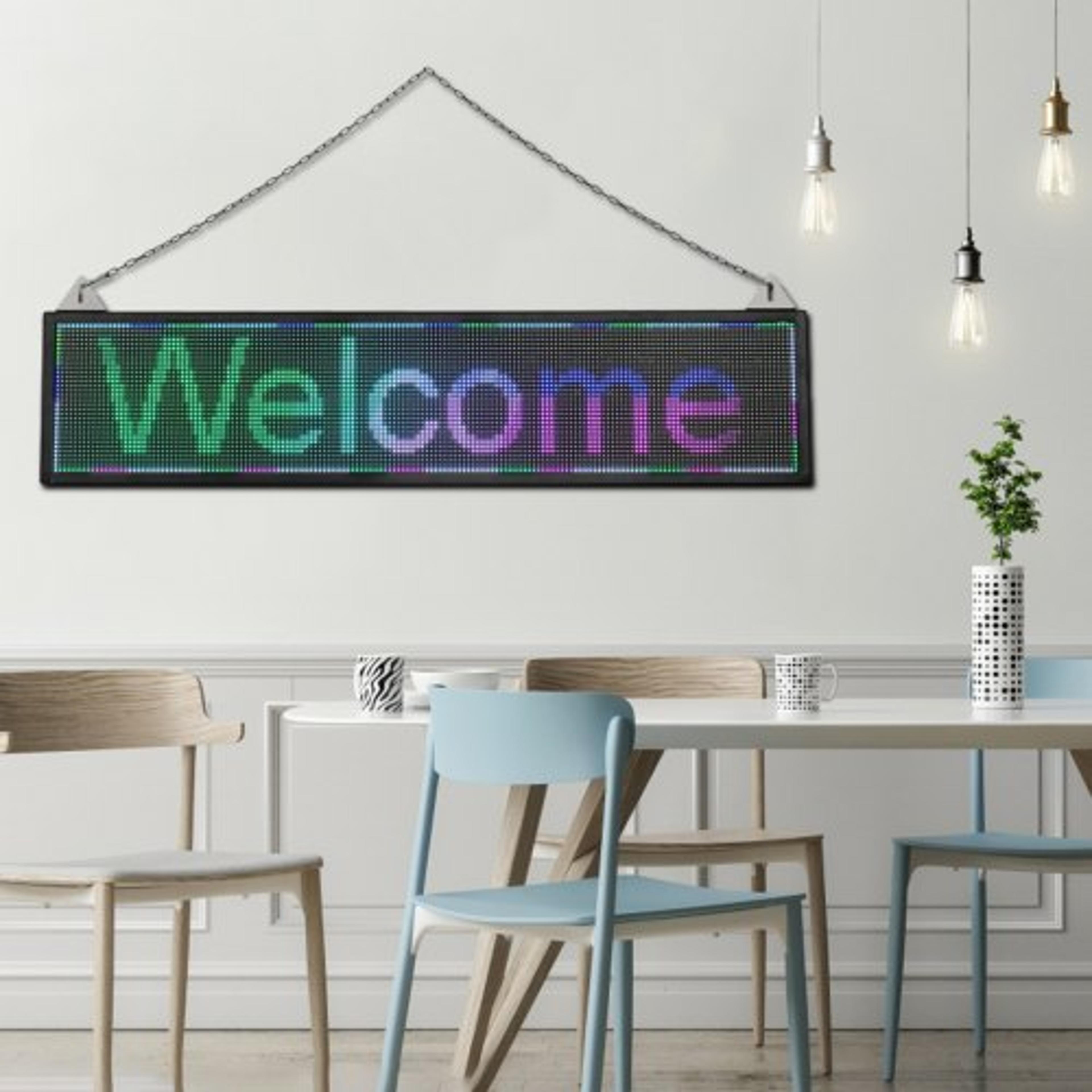 40x9 led scrolling sign, full color p6 programmable display, high brightness electronic message board