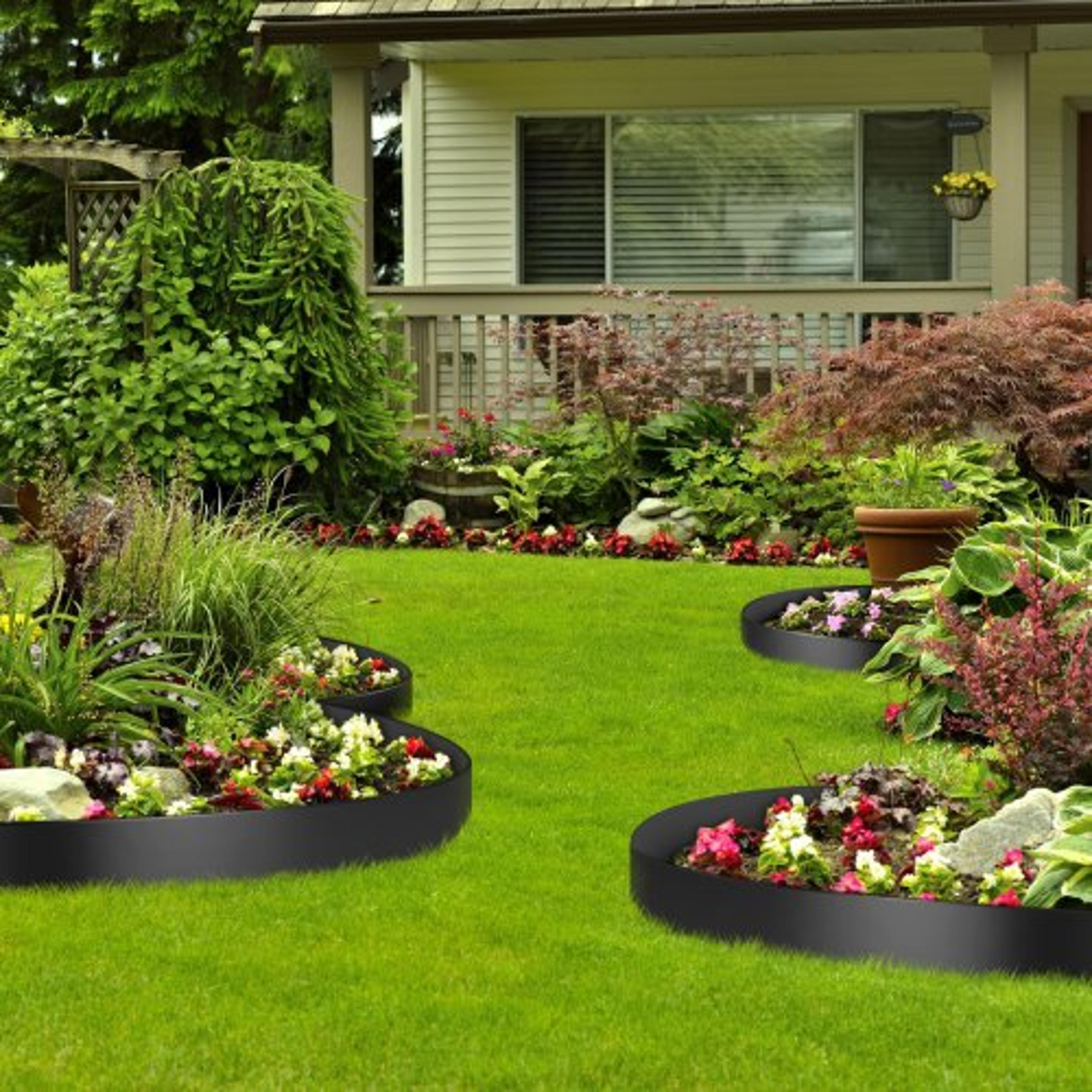 300 ft professional landscape edging, 10 inch depth recycled hdpe coiled terrace board | flexible border for lawn