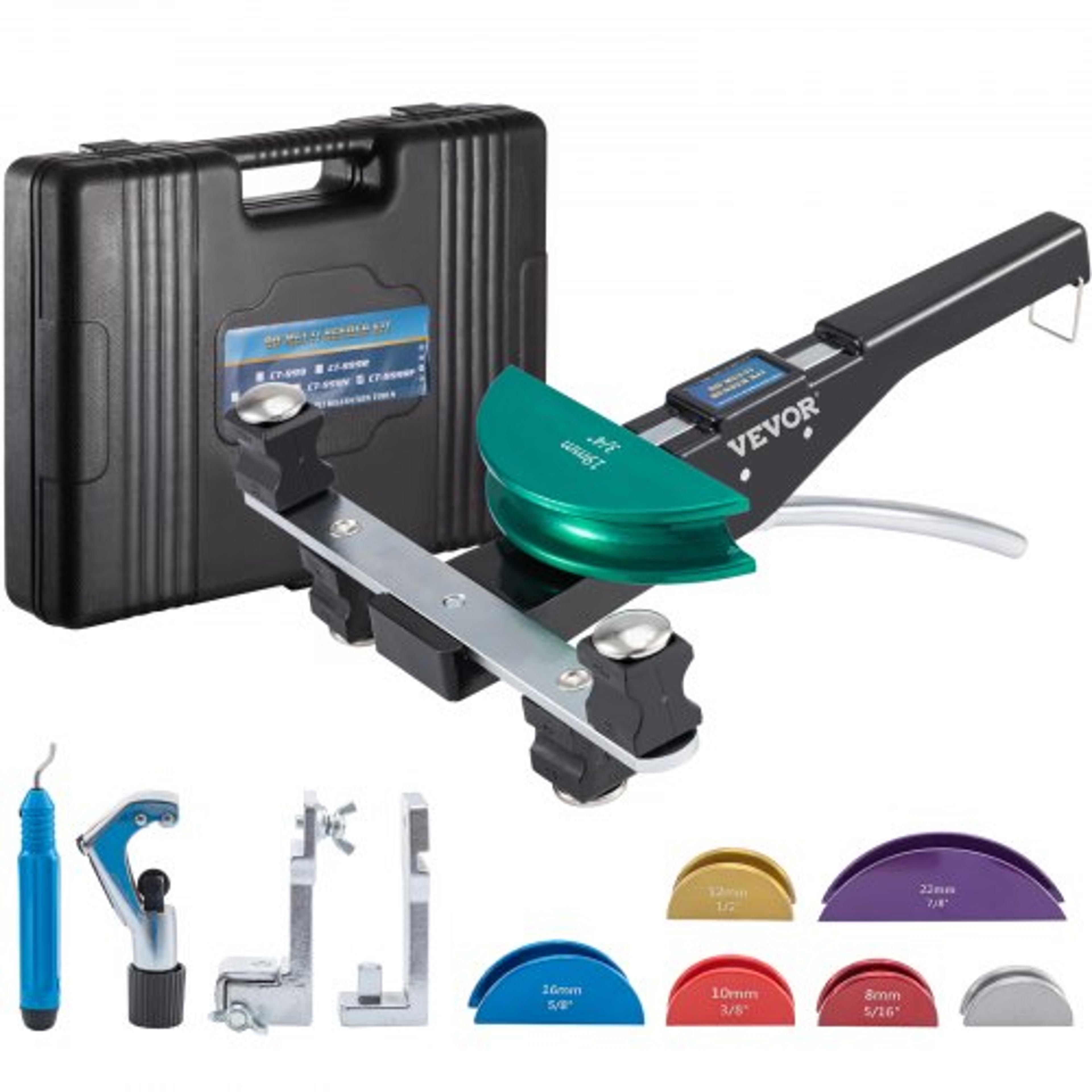 premium copper pipe bender kit, ratcheting tube bender with color dies, forward & reverse bend for copper & aluminum
