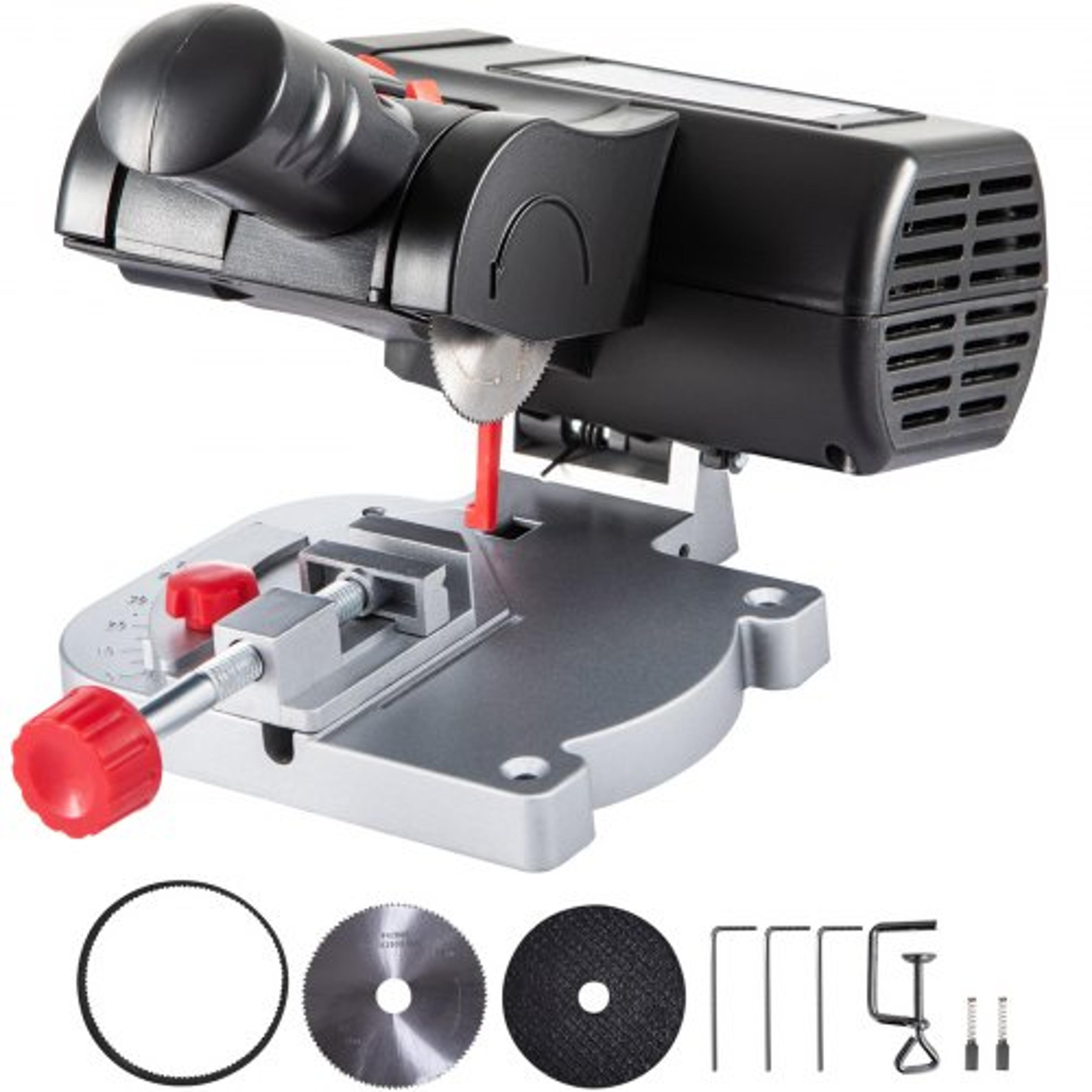 benchtop miter saw with two blades, adjustable cut for copper, aluminum, wood and zinc