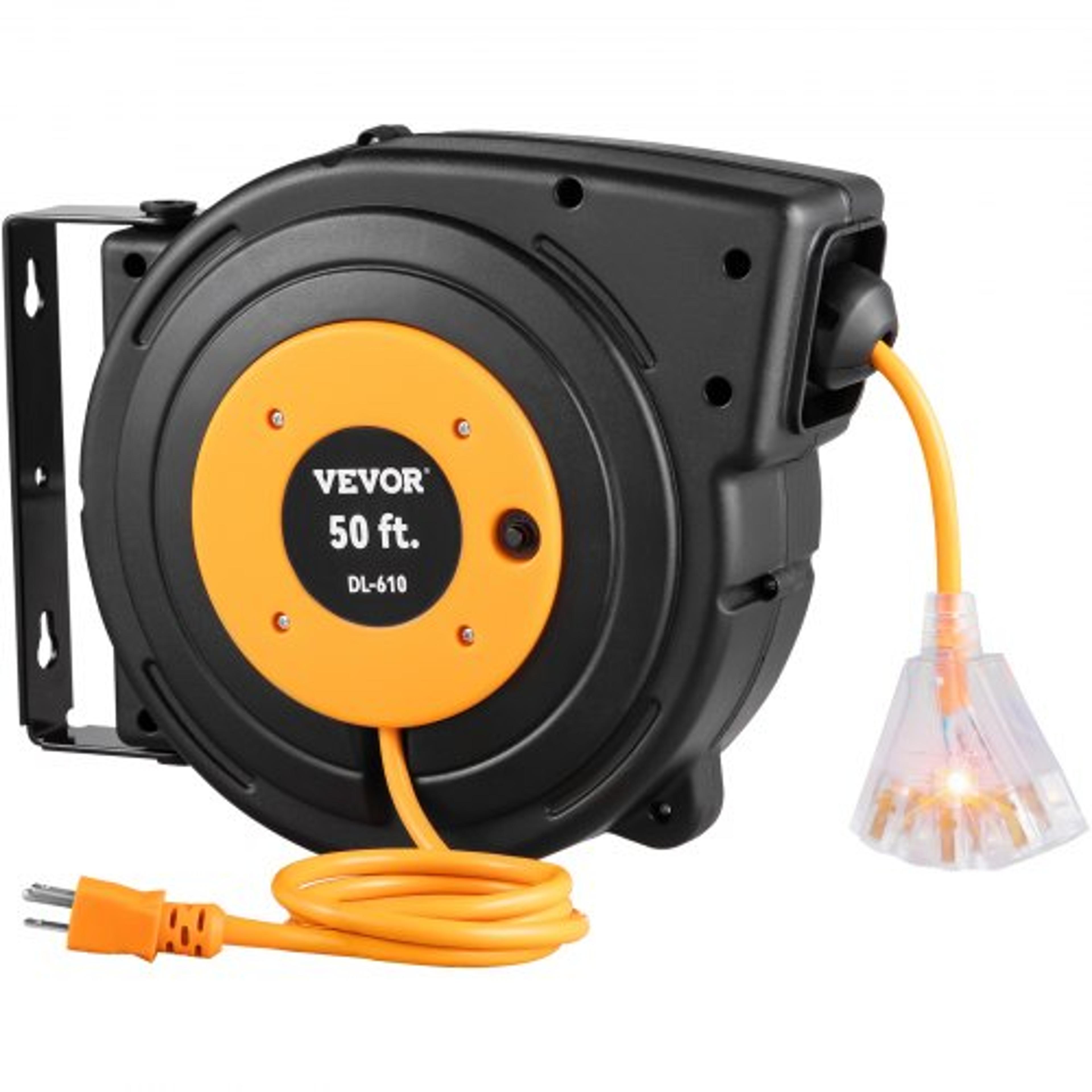 heavy duty retractable extension cord reel power cord with outlets