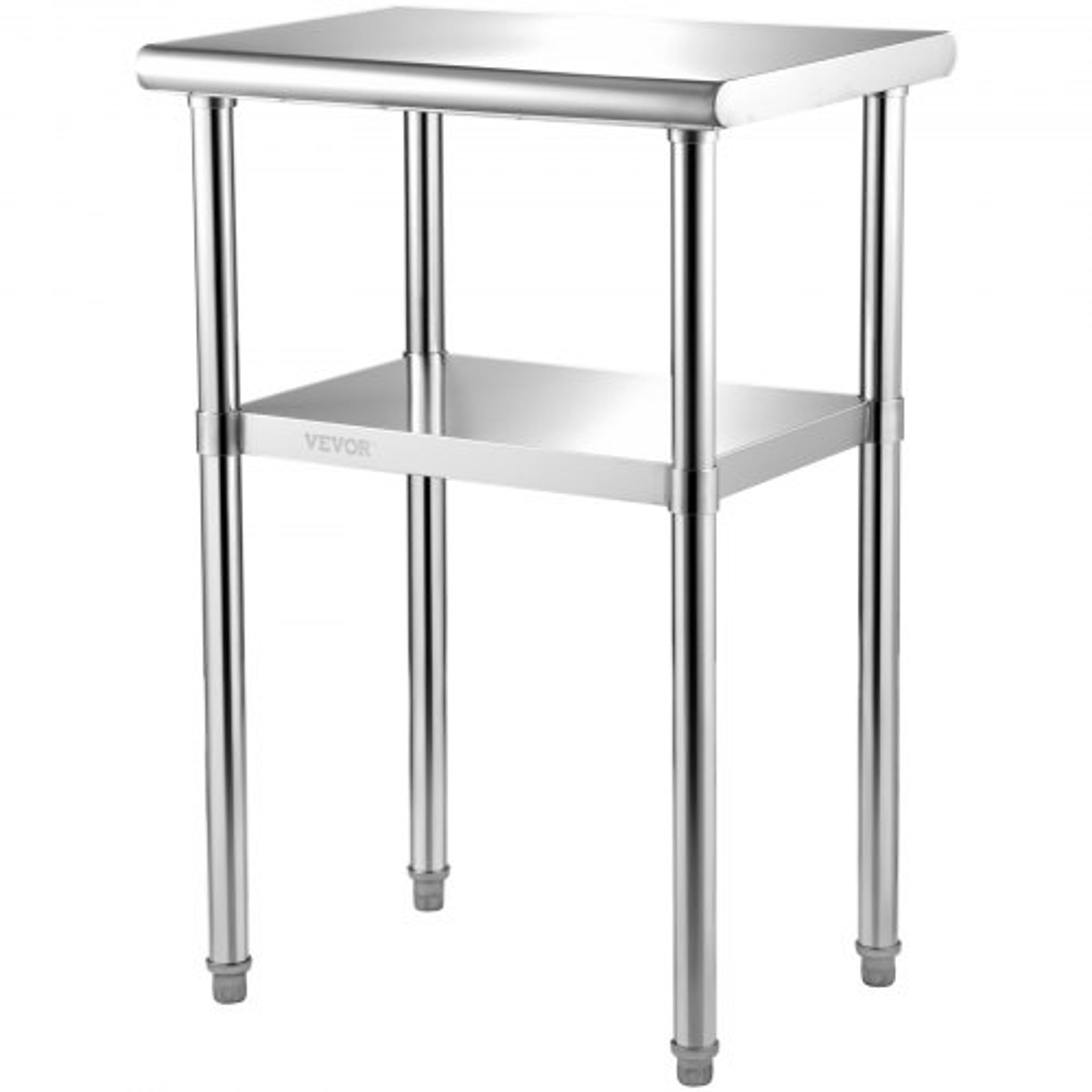heavy duty stainless steel prep table, adjustable undershelf 600lbs load capacity for kitchen restaurant