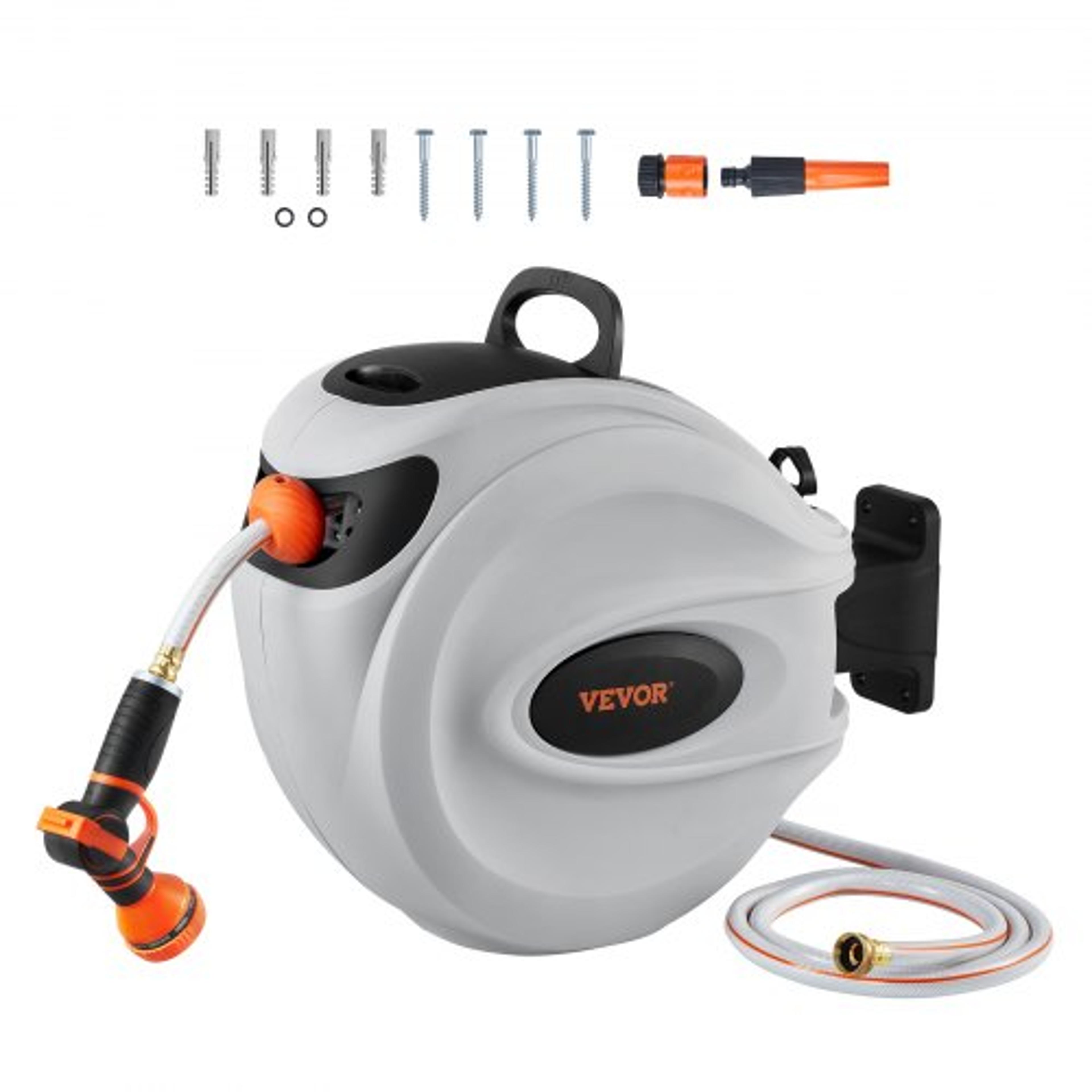 water hose reel, retractable hose reel swivel wall mounted garden reel, auto rewind heavy duty outdoor hose system
