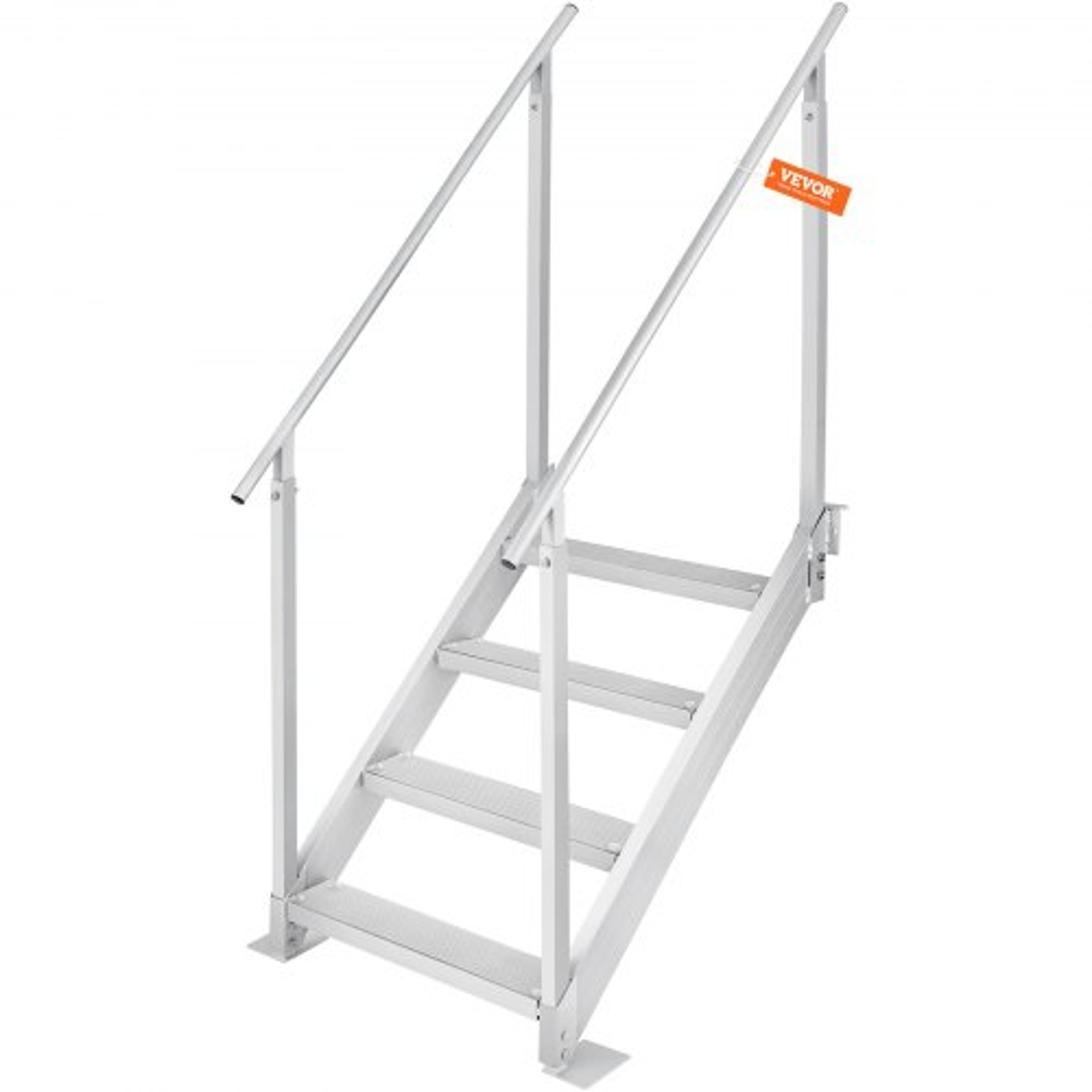 adjustable dock ladder 4-step aluminum pontoon boat ladder with dual handrails & 500 lb capacity