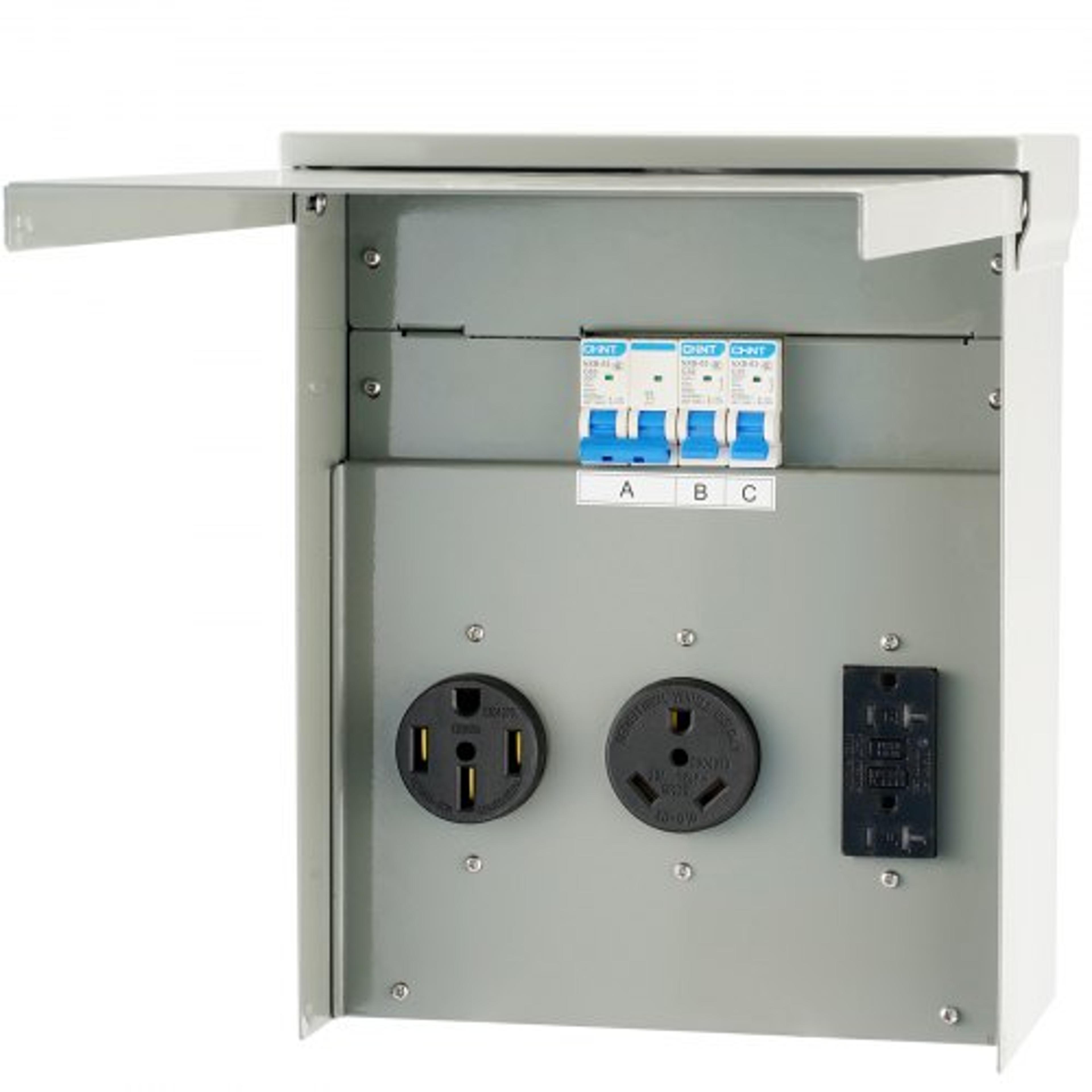outdoor rv power outlet box with nema 14 50r & tt 30r receptacles