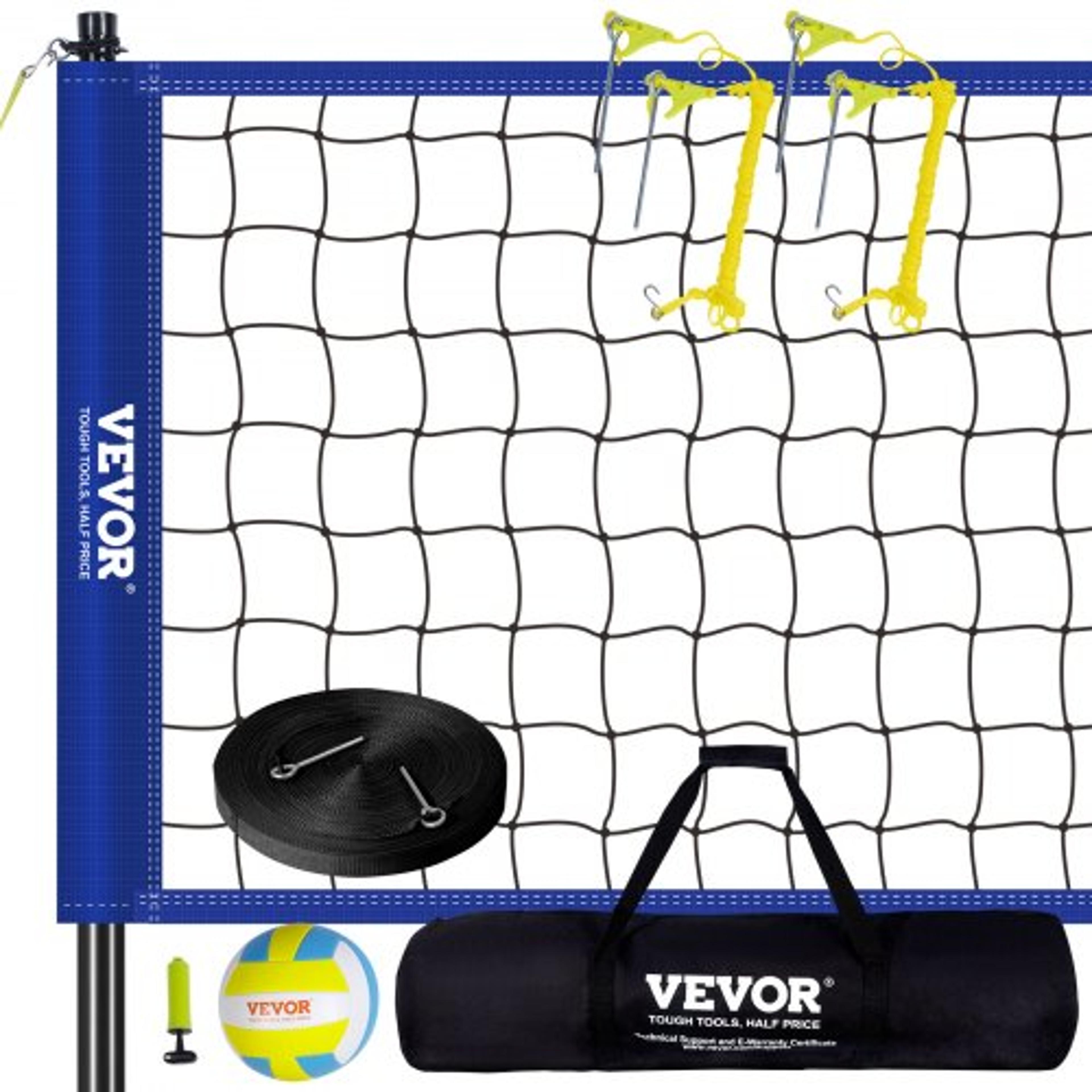 portable volleyball net set with adjustable steel poles for backyard beach and lawn
