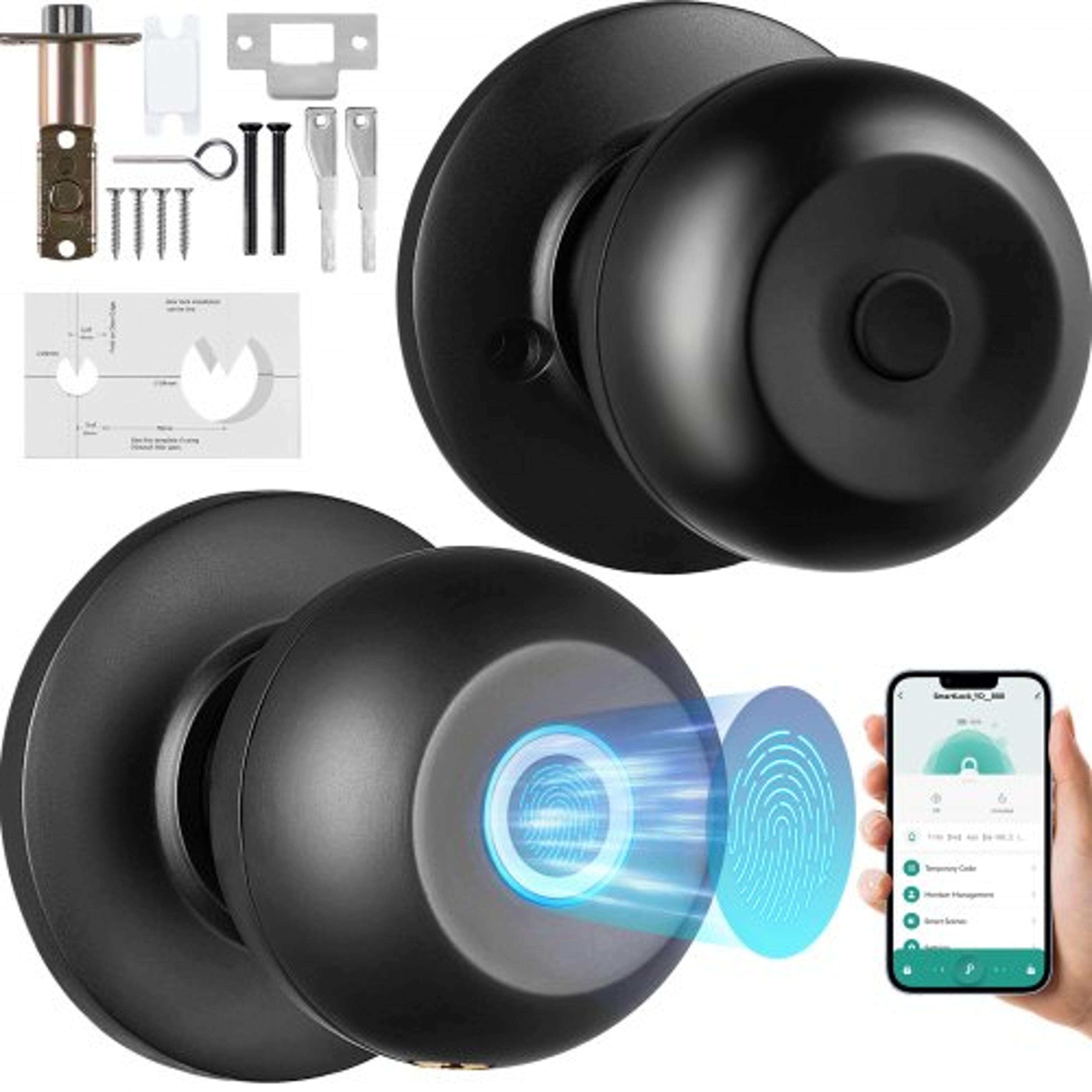 fingerprint smart lock door knob with app control