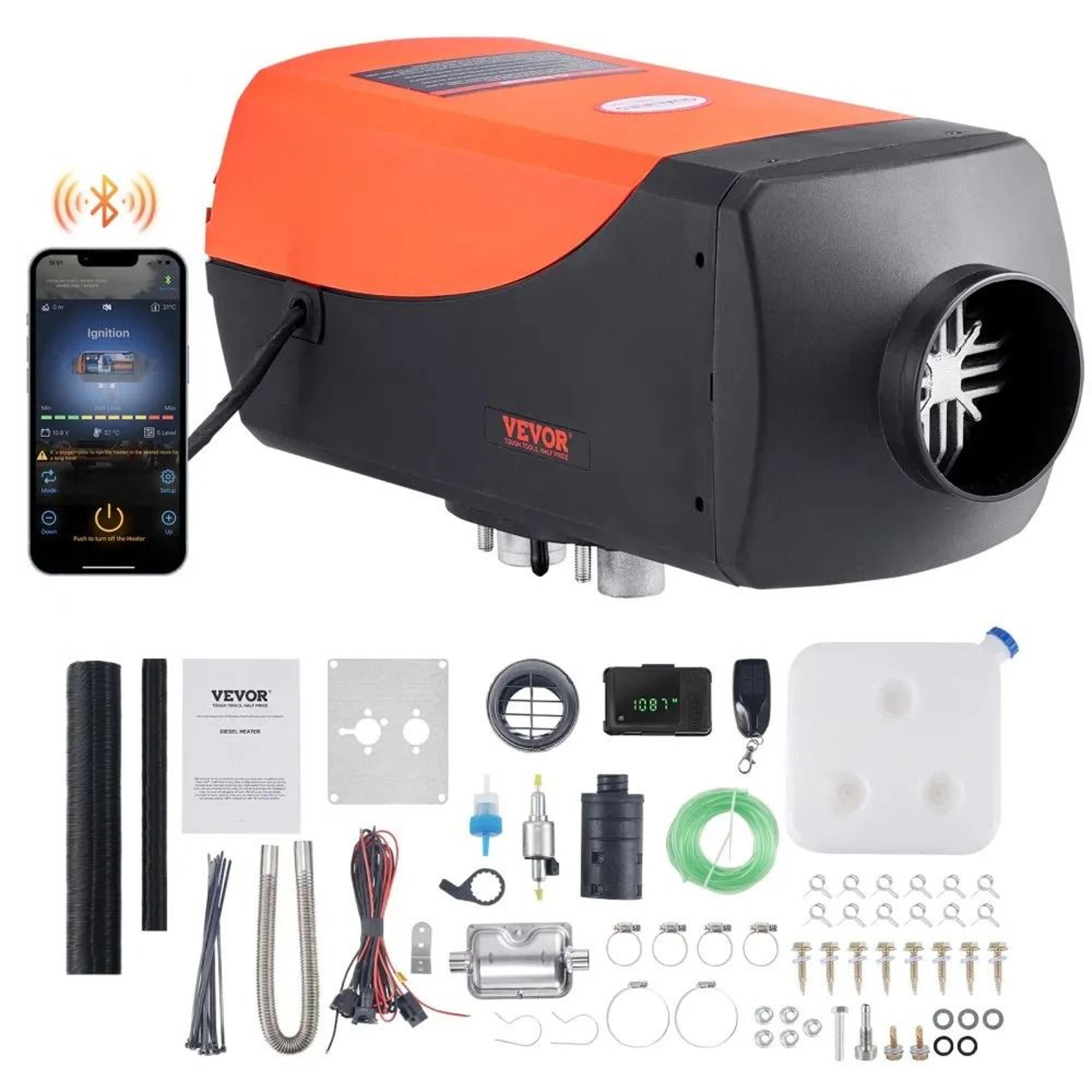diesel air heater with bluetooth app control, automatic altitude adjustment, lcd display and remote control, diesel park