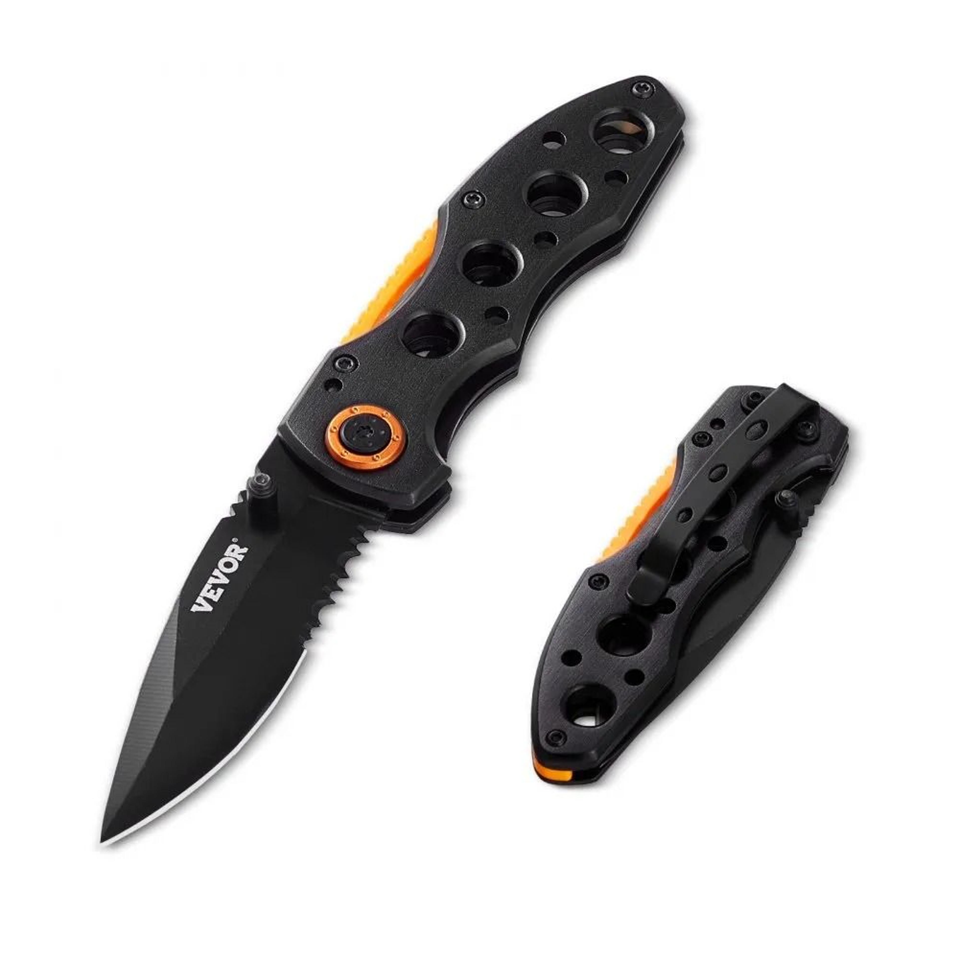 folding pocket knife, blade aluminum handle, sharp edc camping hiking knife, lightweight self defense tool for men women