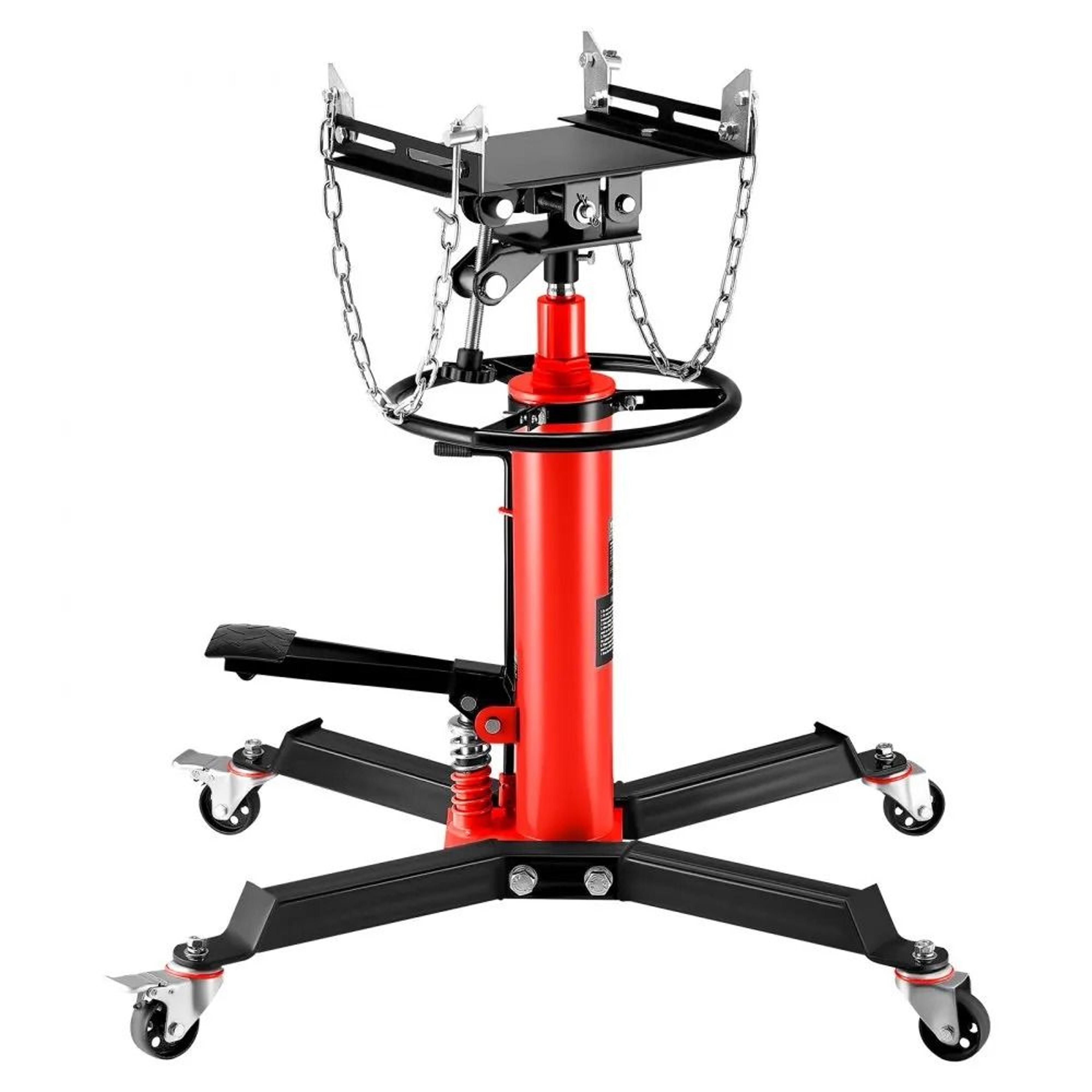 hydraulic telescopic transmission jack, stage floor lift stand, foot pedal operation, swivel caster, shop hoist
