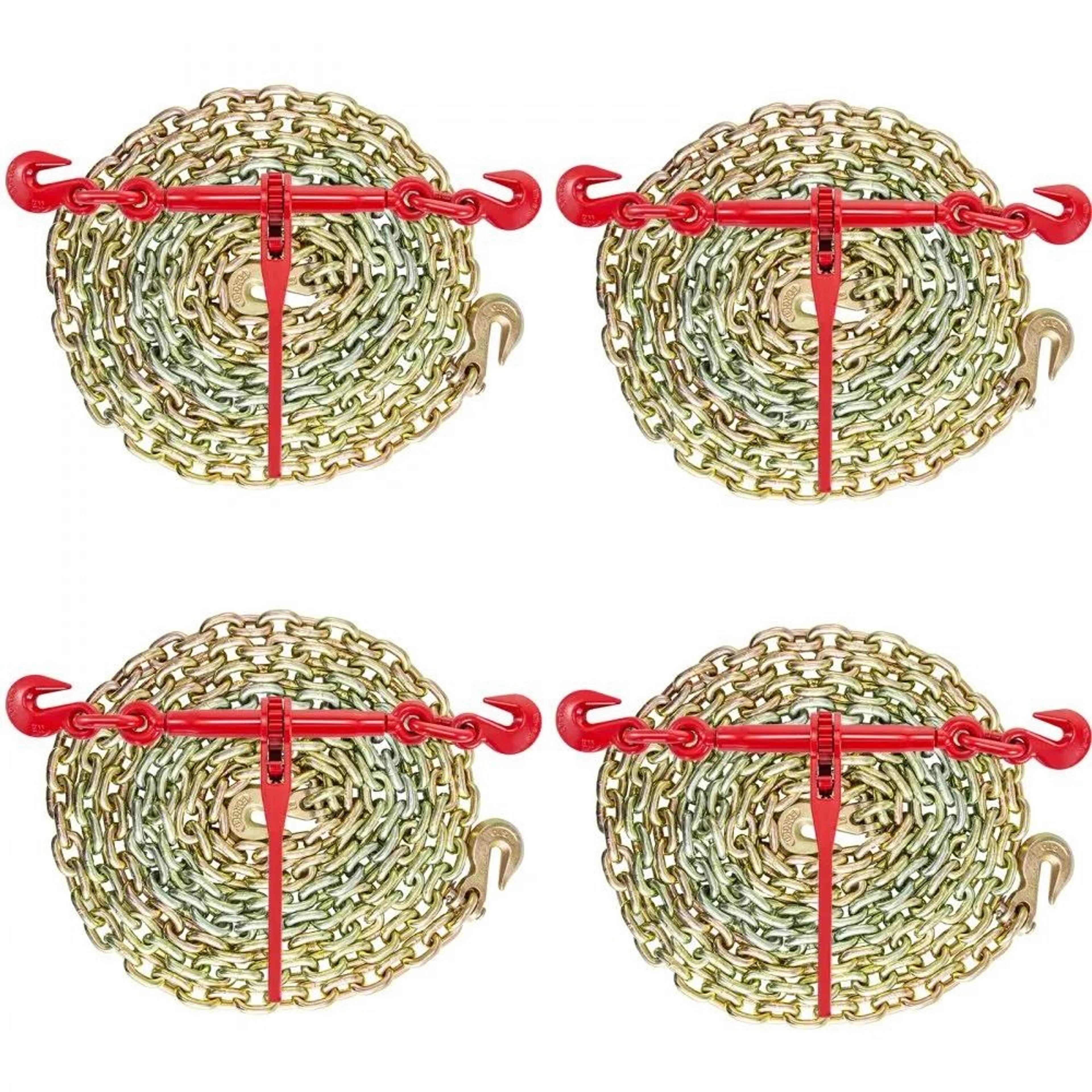 ratchet binders and chains, chain and binder kit, high working strength, chains with hooks for hauling
