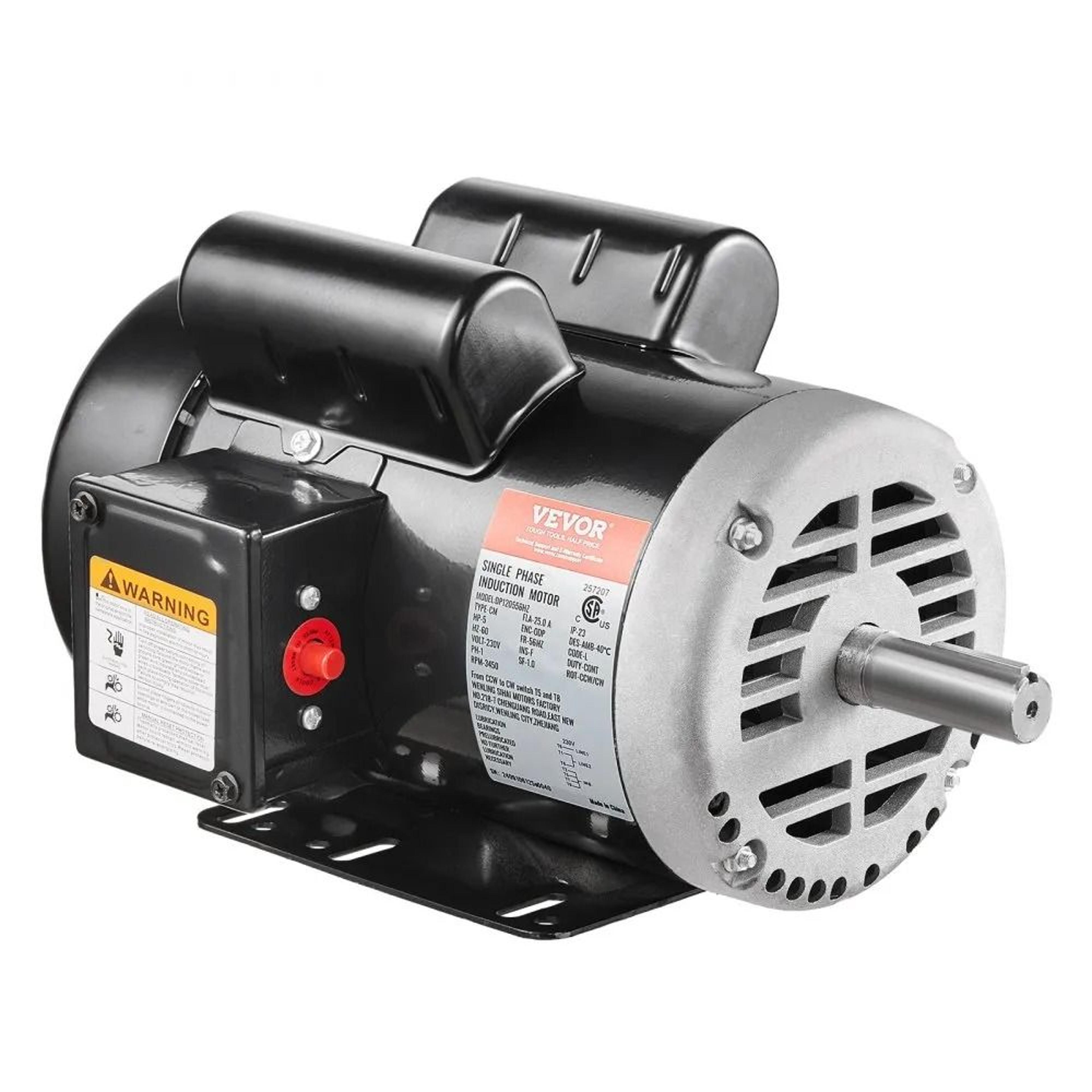 single phase air compressor motor, amps, hz frame, ccw/cw rotation