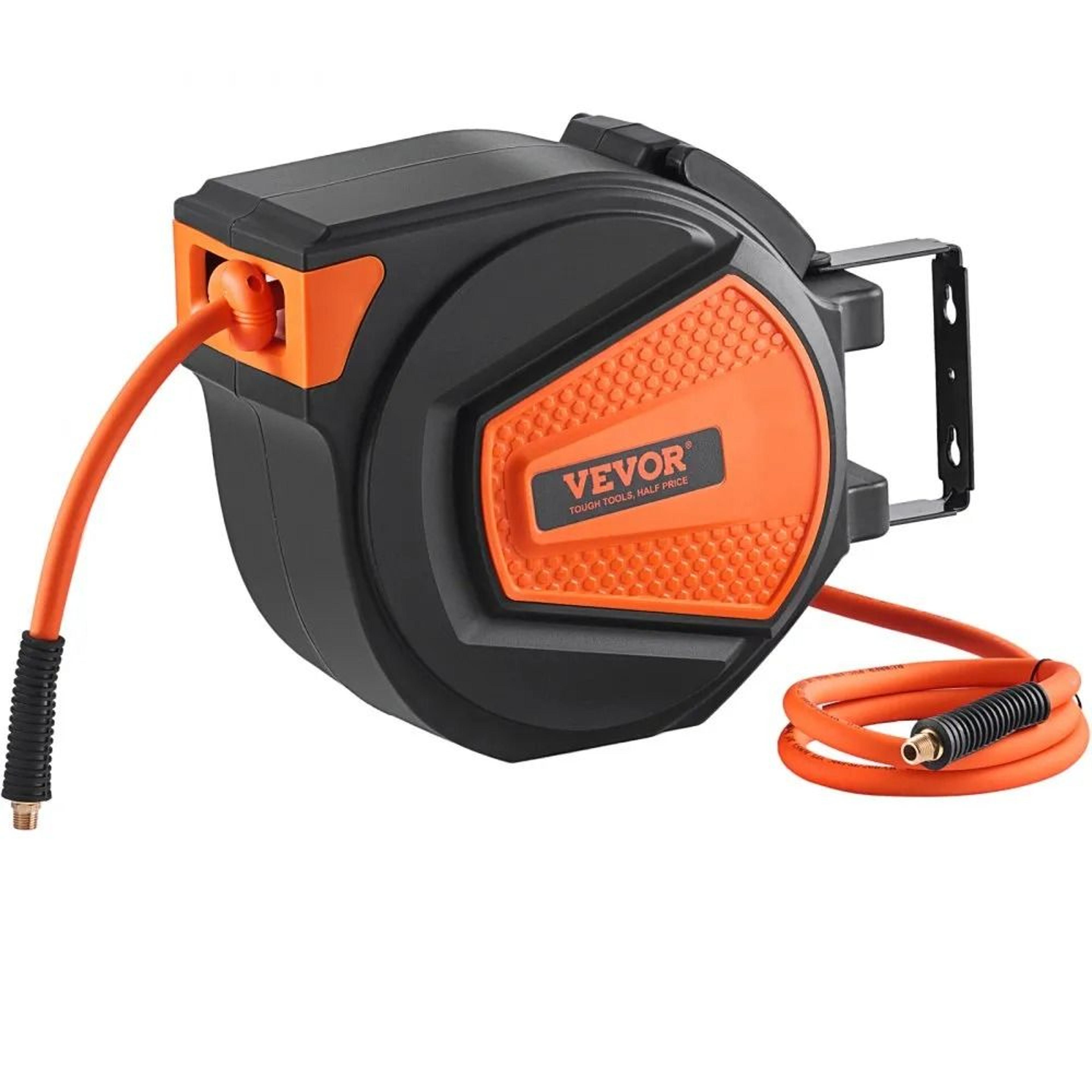 air compressor hose reel with lead in, retractable air hose reel, hybrid air hose max , swivel mount, ceiling wall mount
