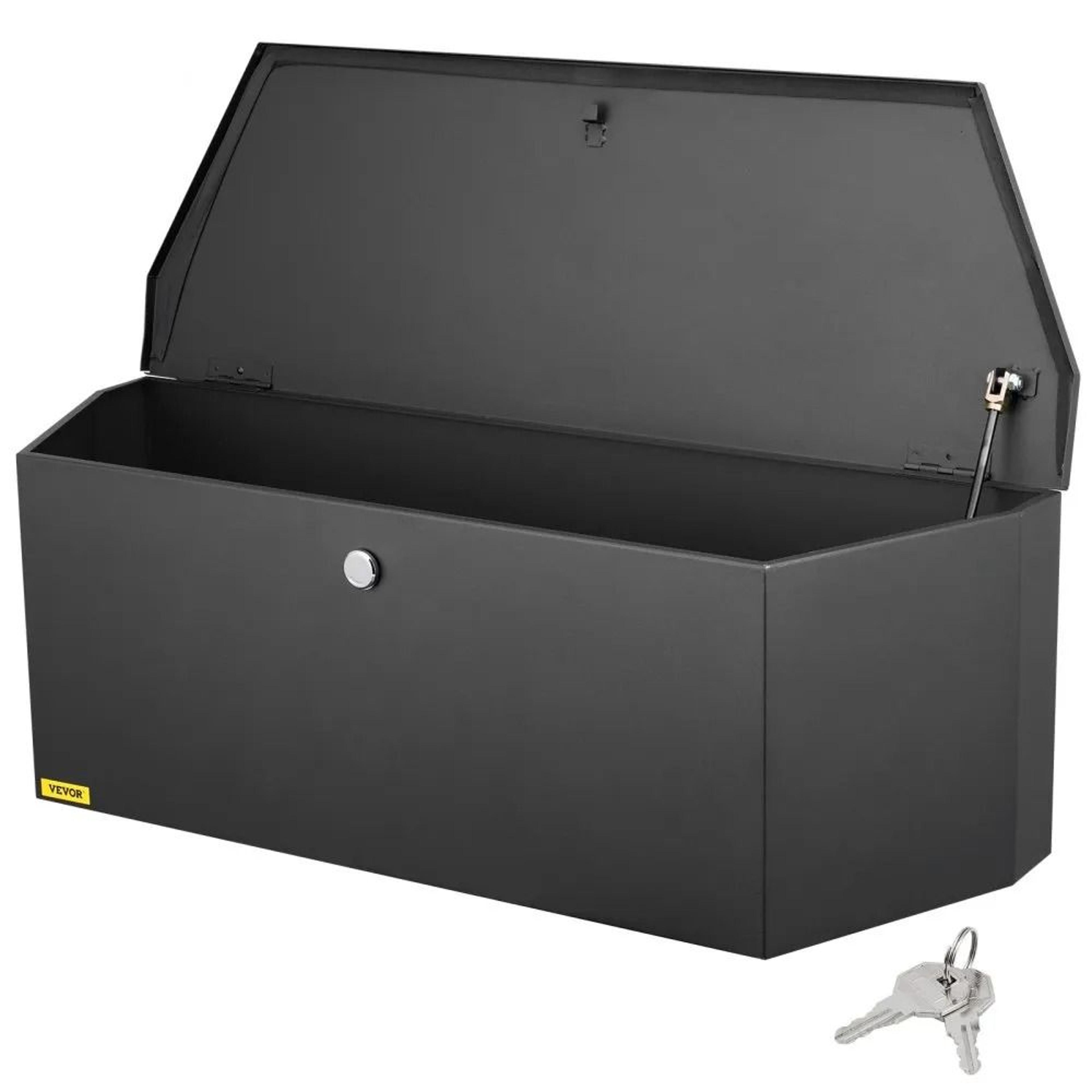 trailer tongue tool box, carbon steel heavy duty storage chest, rv utility trailer box with lock and keys for truck bed