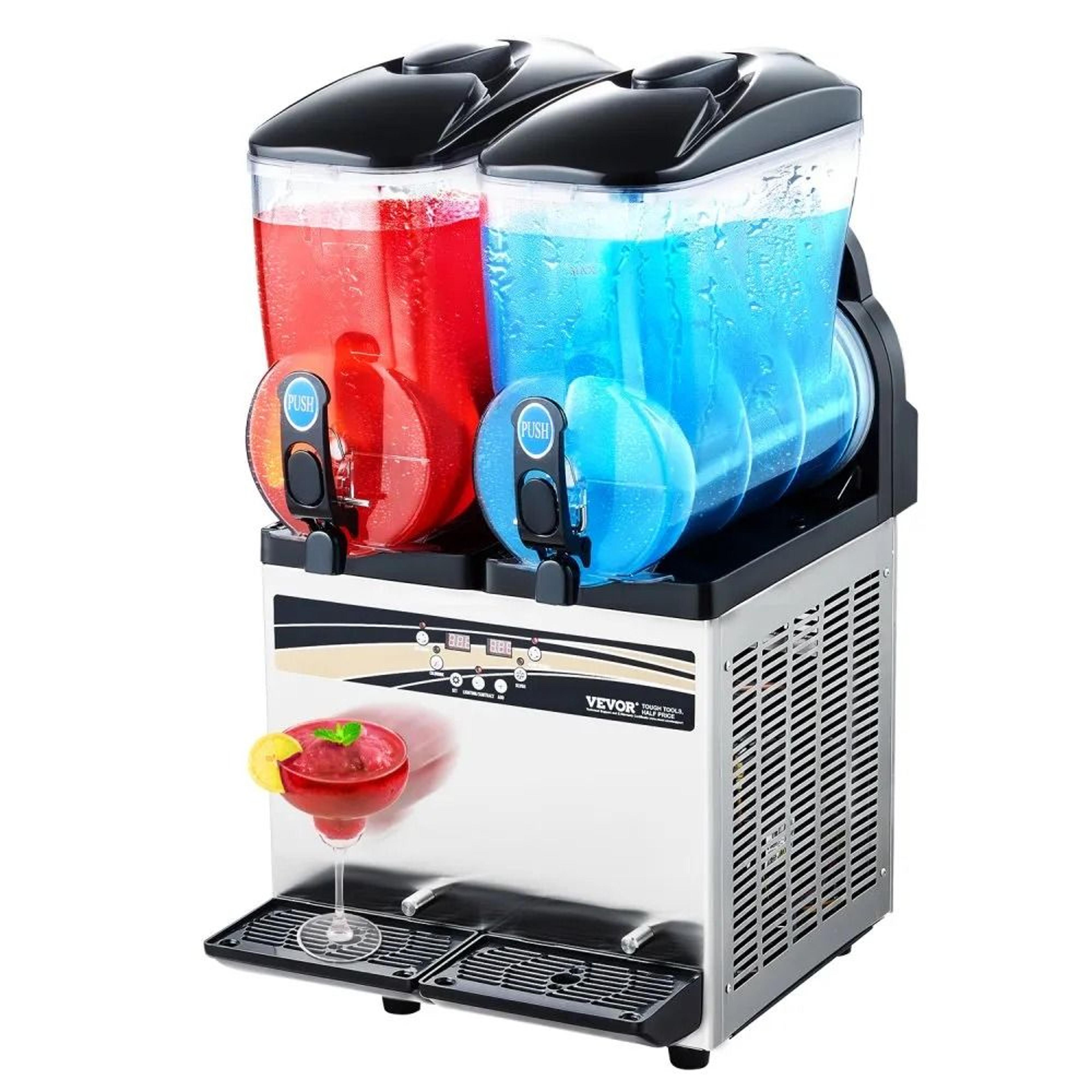slushie maker, commercial frozen drink machine, double tank slushy maker, stainless steel margarita smoothie machine