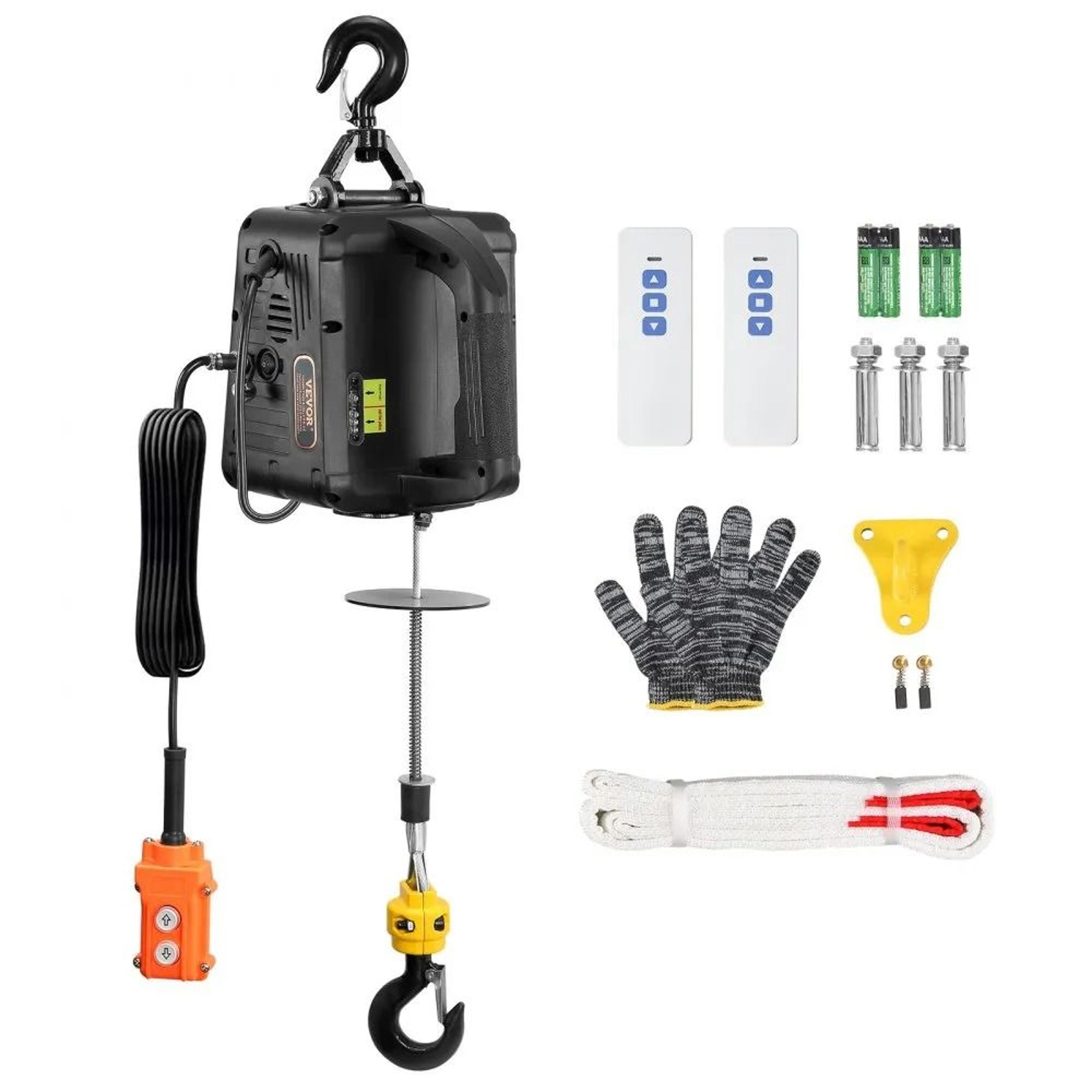 portable power winch crane, electric hoist winch, lifting height, manual, wired and wireless remote control