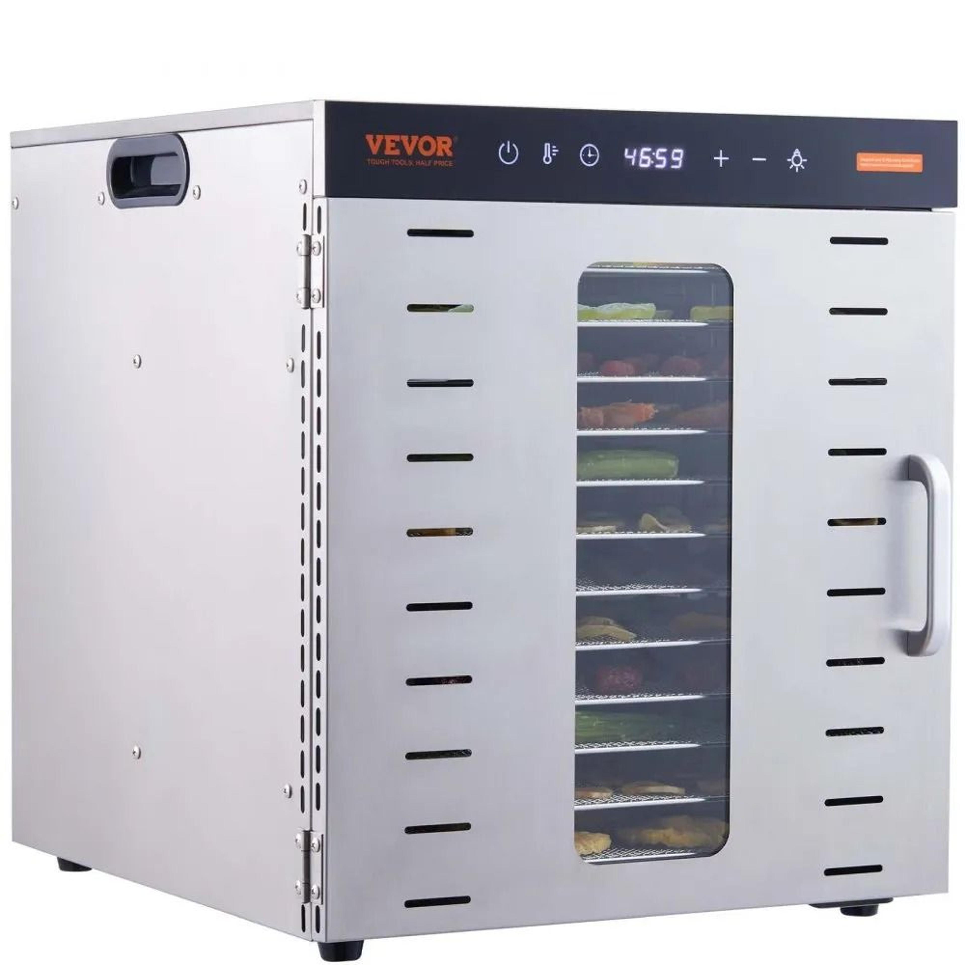 stainless steel trays food dehydrator machine, electric food dryer, digital adjustable timer and temperature,
