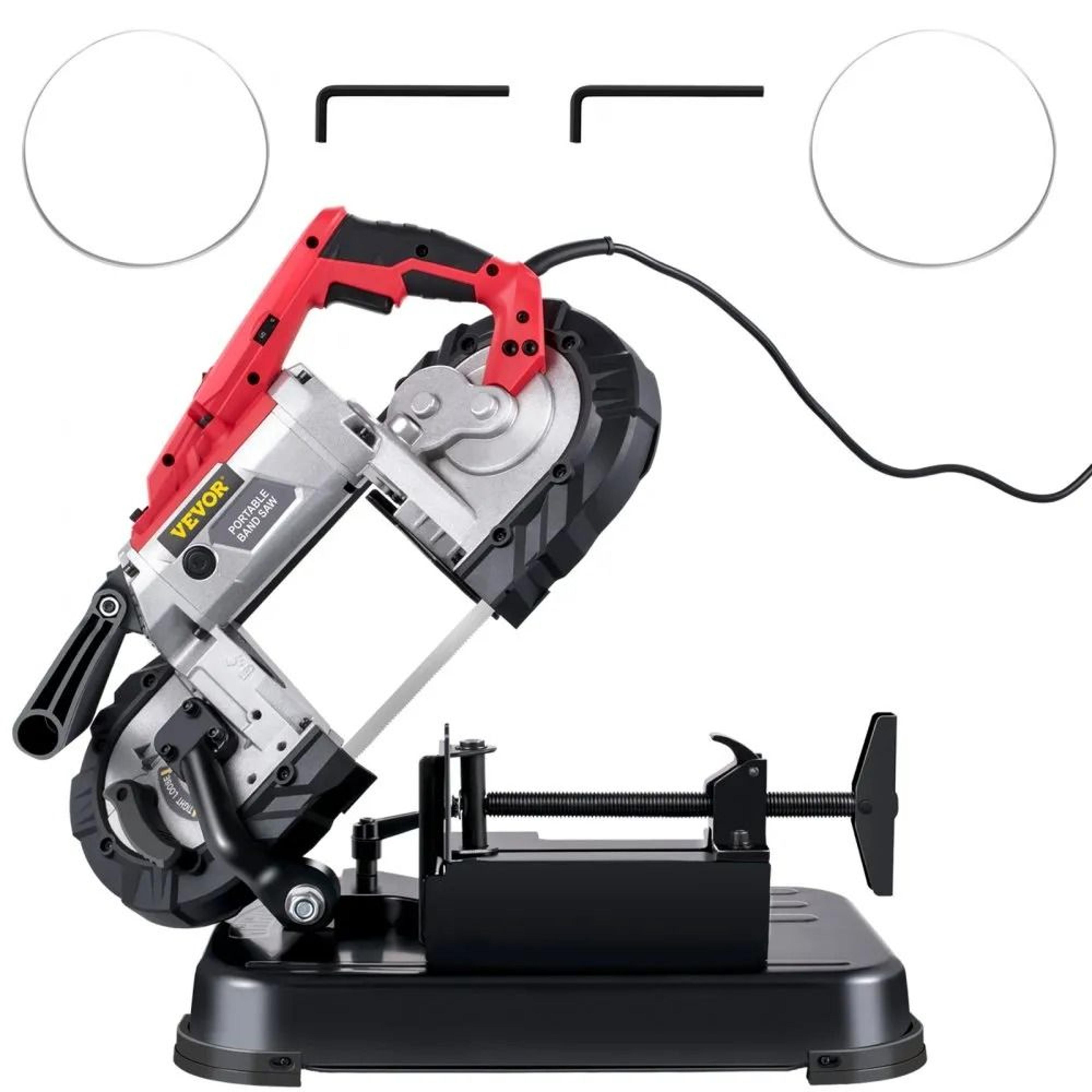 variable speed portable bandsaw, motor deep cut band saw for metal wood, portable band saw, cutting capacity hand held