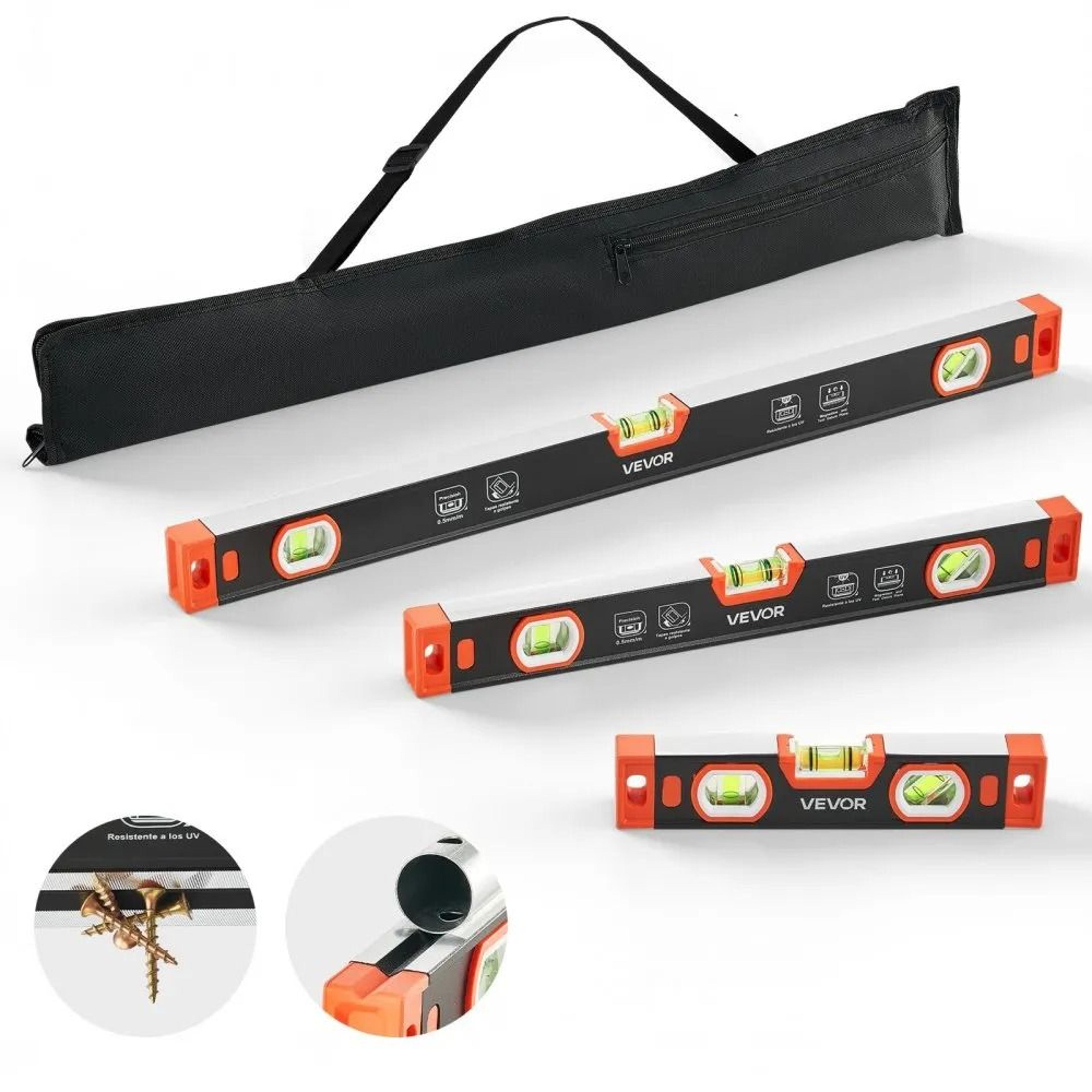 magnetic torpedo level set with aluminum alloy body & multi-angle precision