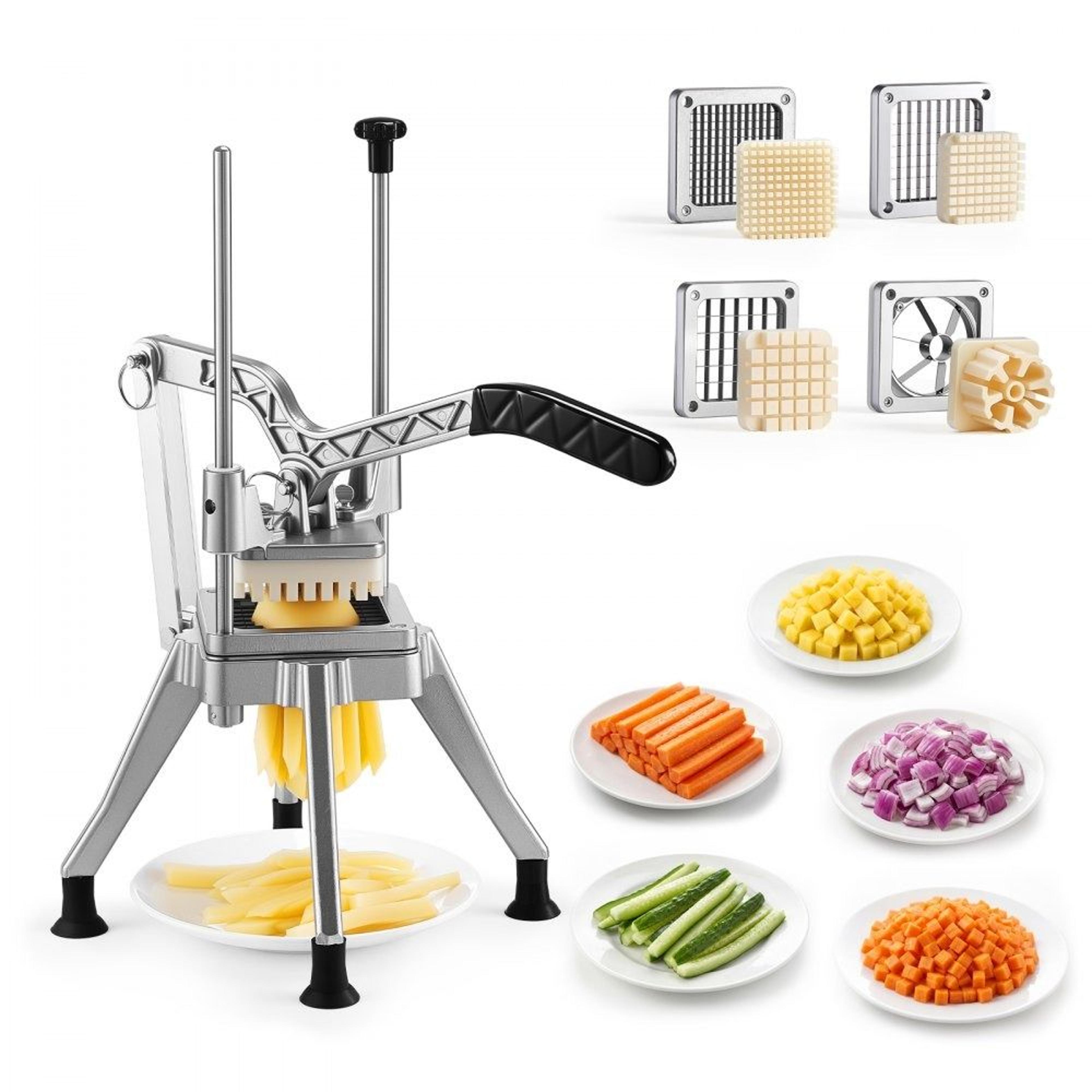 premium commercial french fry cutter & potato slicer with interchangeable blades