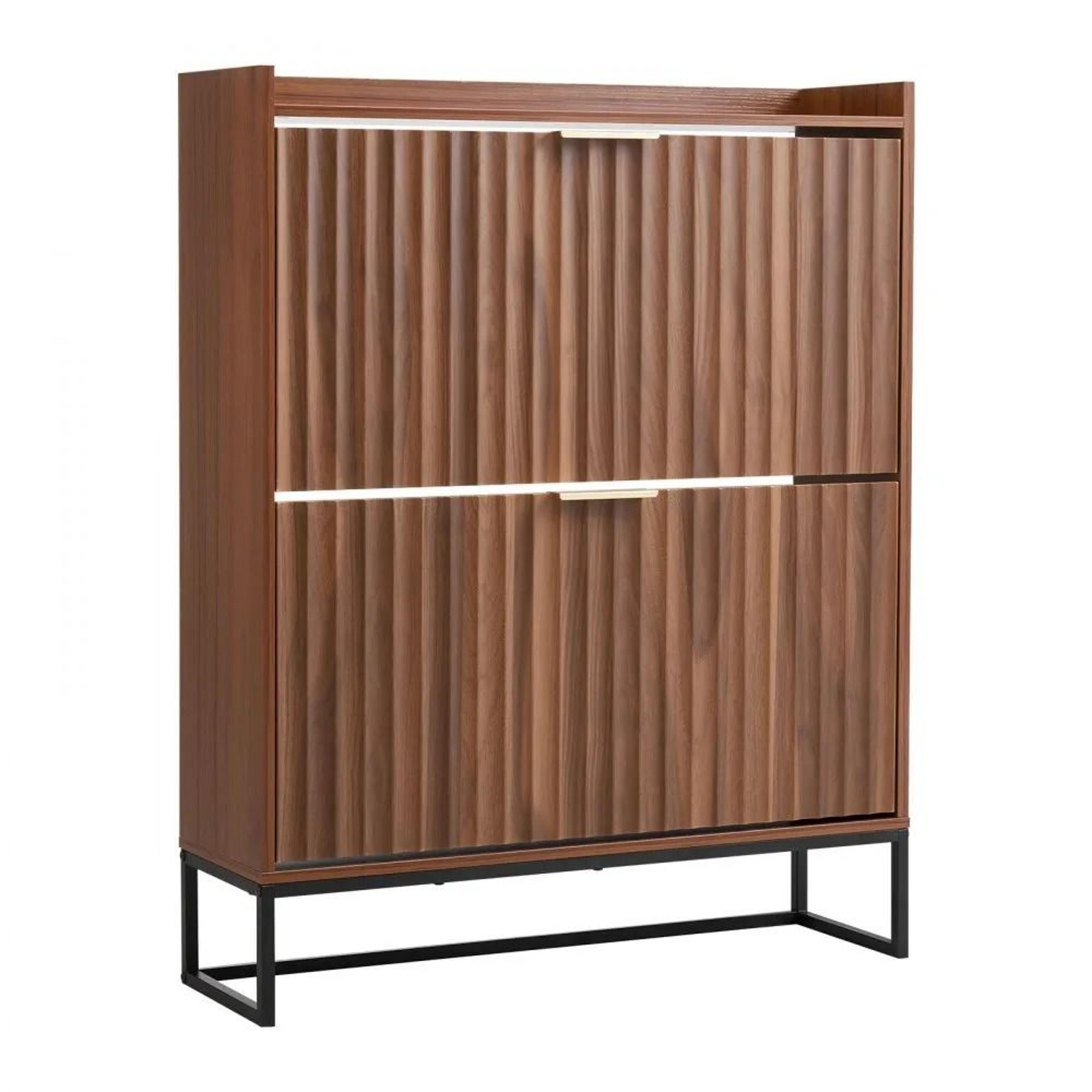 mid century shoe cabinet with 2 flip drawers narrow shoe storage organizer