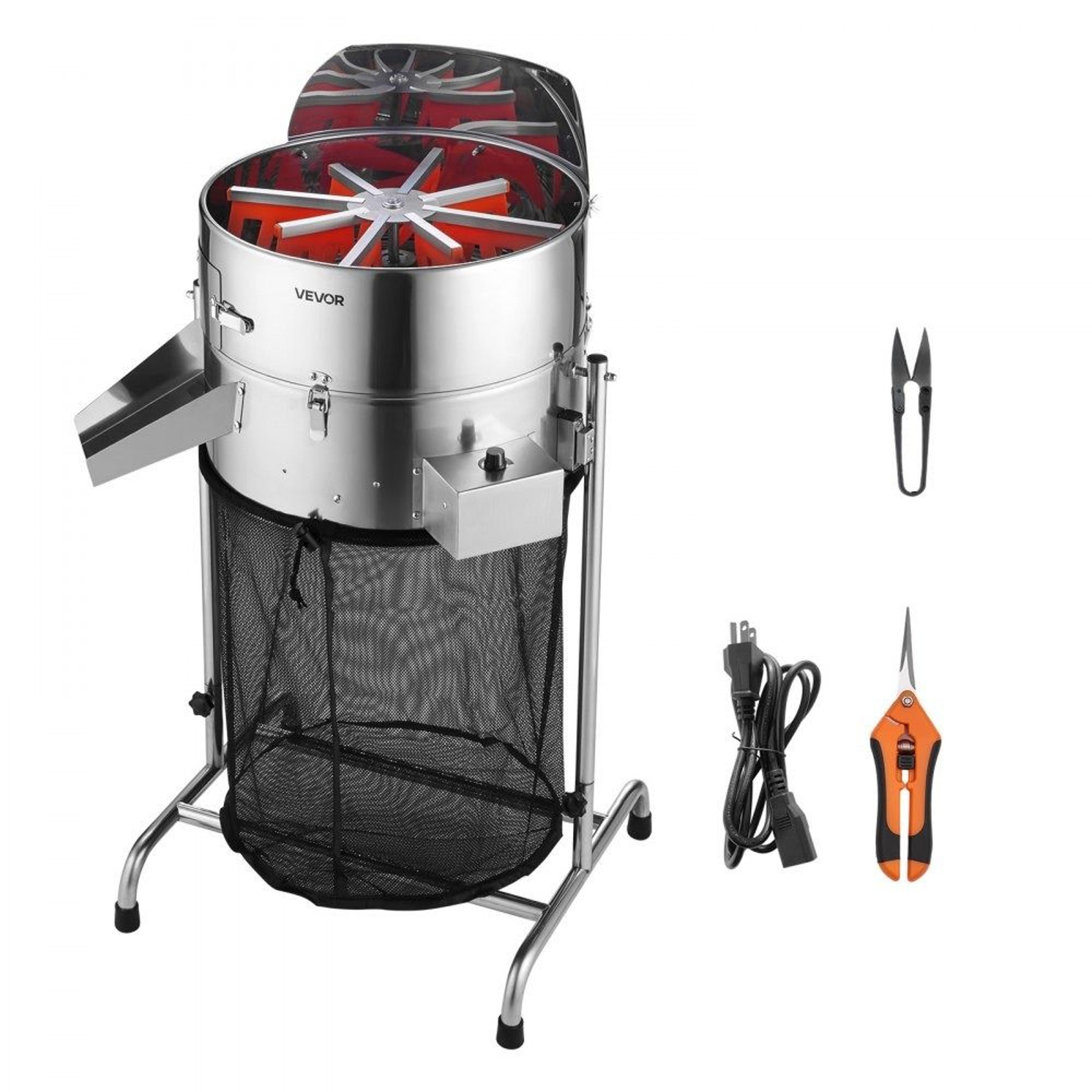 18 inch electric bud trimmer with adjustable speed tiltable drum and stainless steel blades