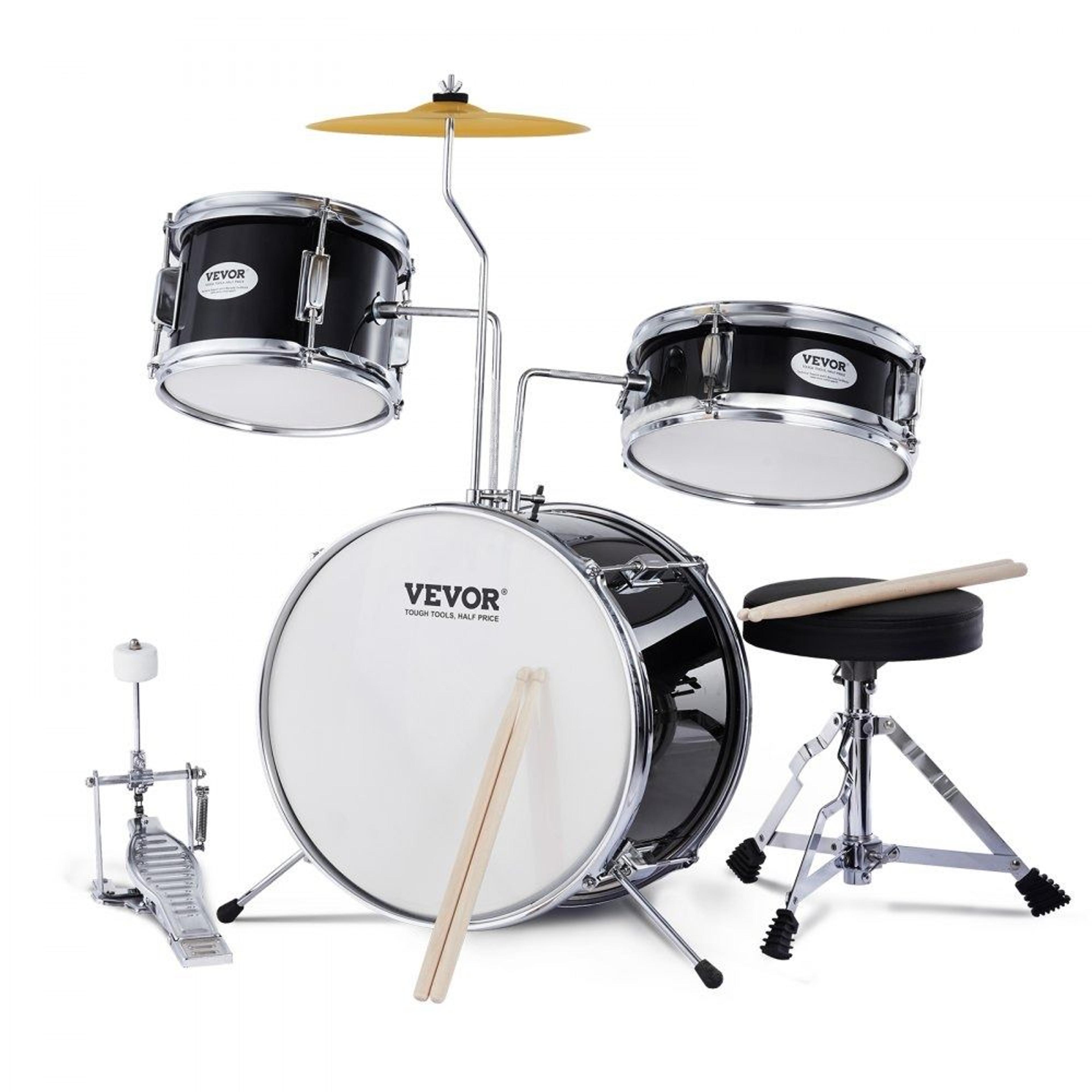 kids beginner drum set 3 piece junior starter drum kit with adjustable throne