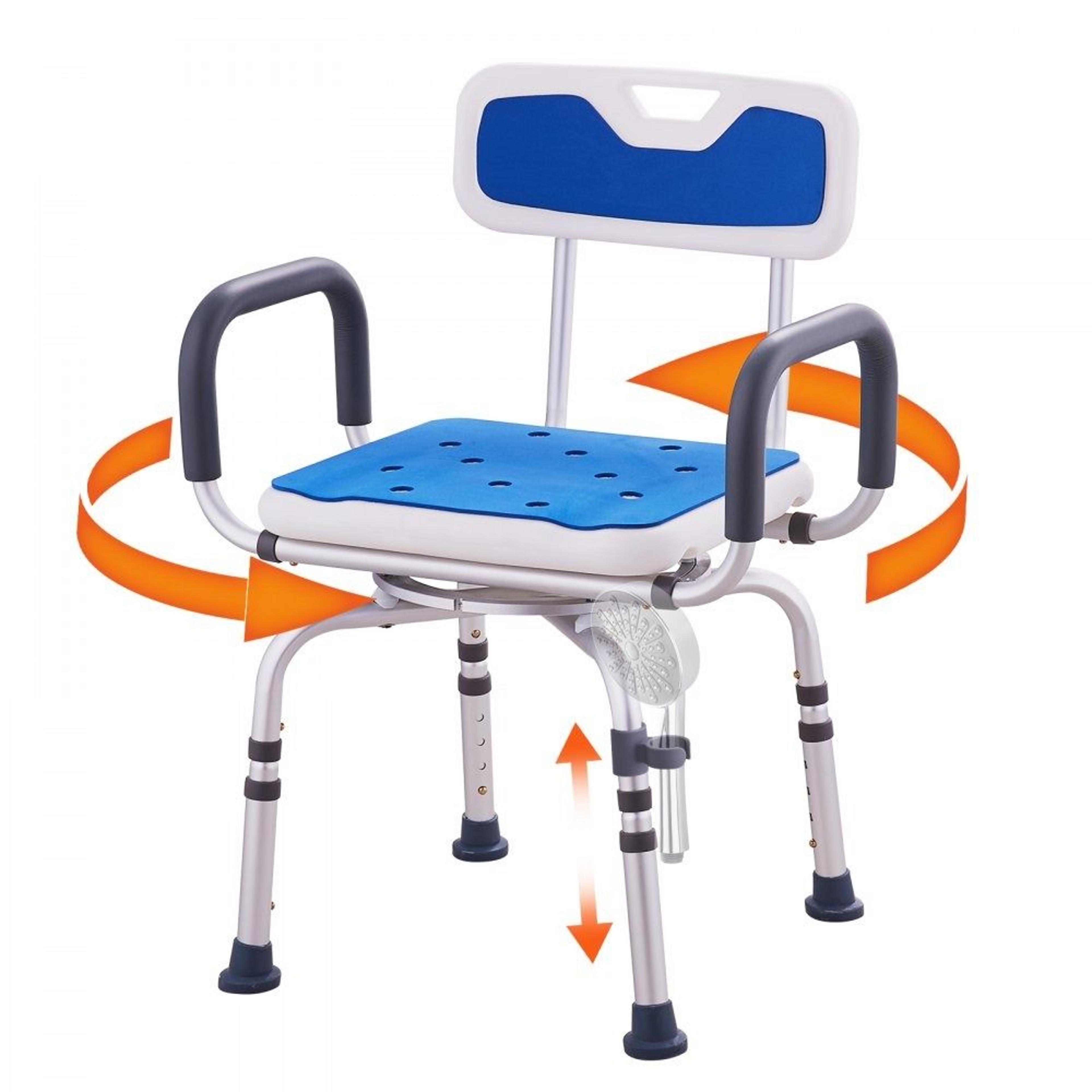 360 swivel shower chair adjustable bath seat with armrests backrest and non slip feet