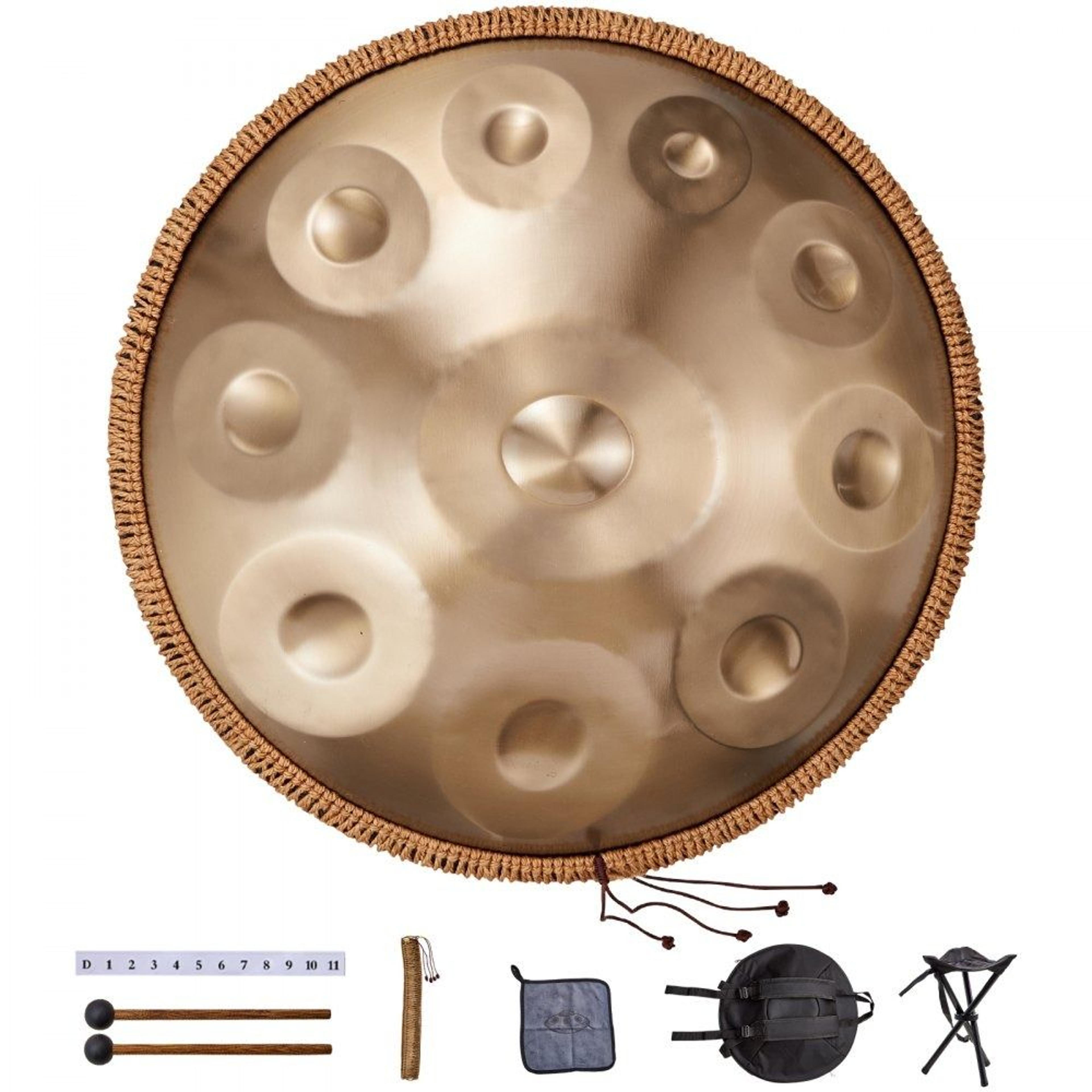 22 inch handpan drum 10 note d minor 432hz steel hand drum with stand mallets and carry bag