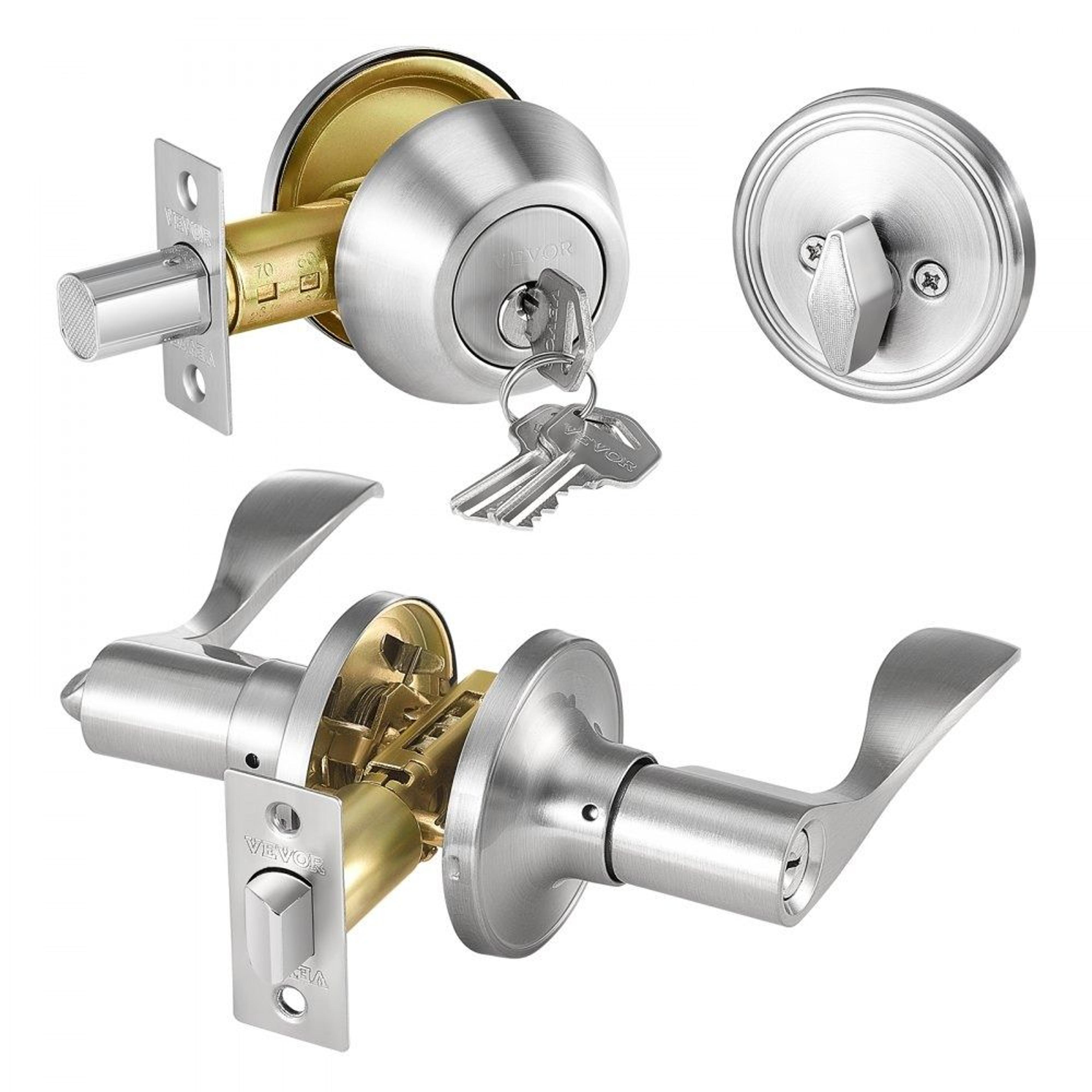 5 pack keyed alike entry door locksets with deadbolt satin nickel lever set
