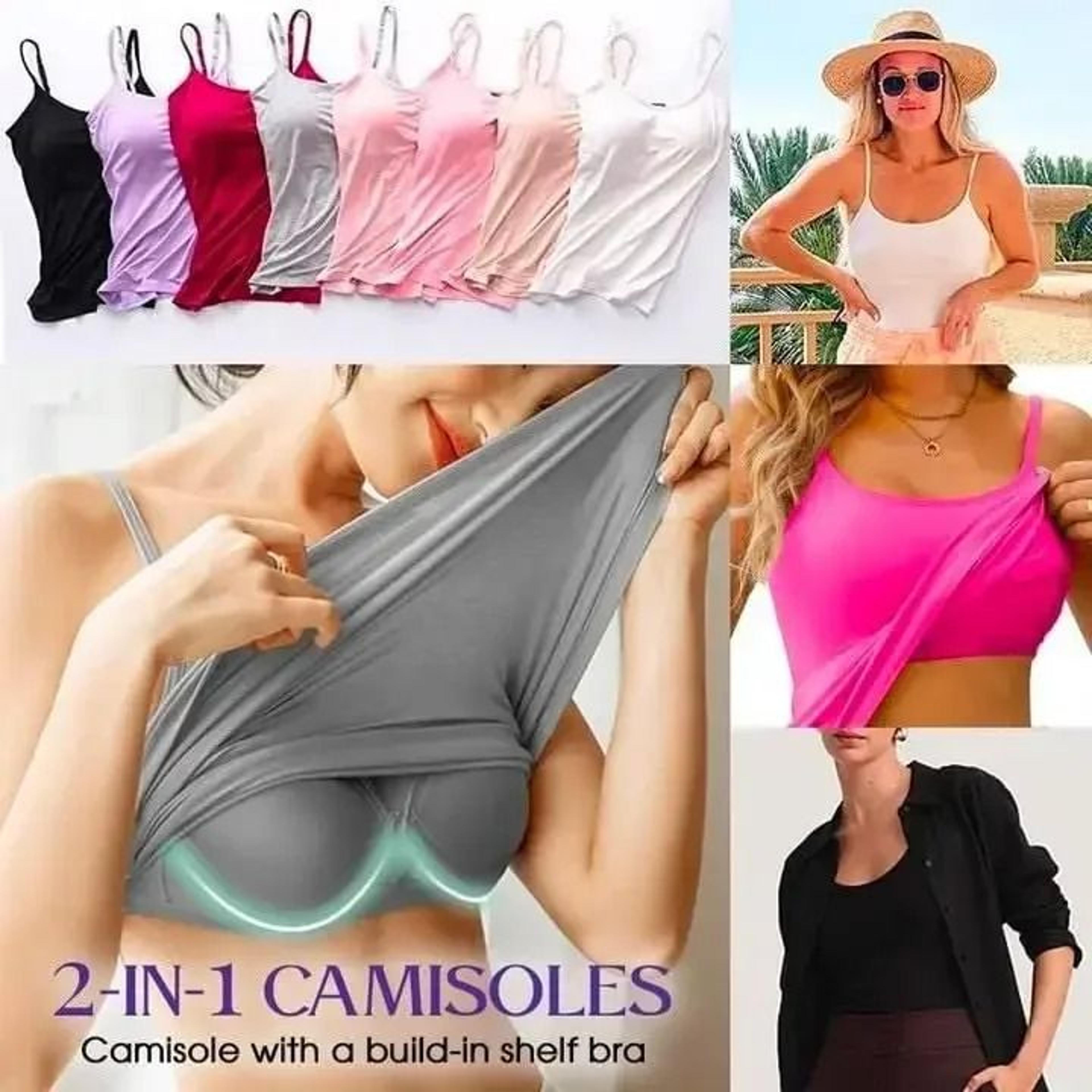 padded cami top with built-in bra for comfort and everyday wear