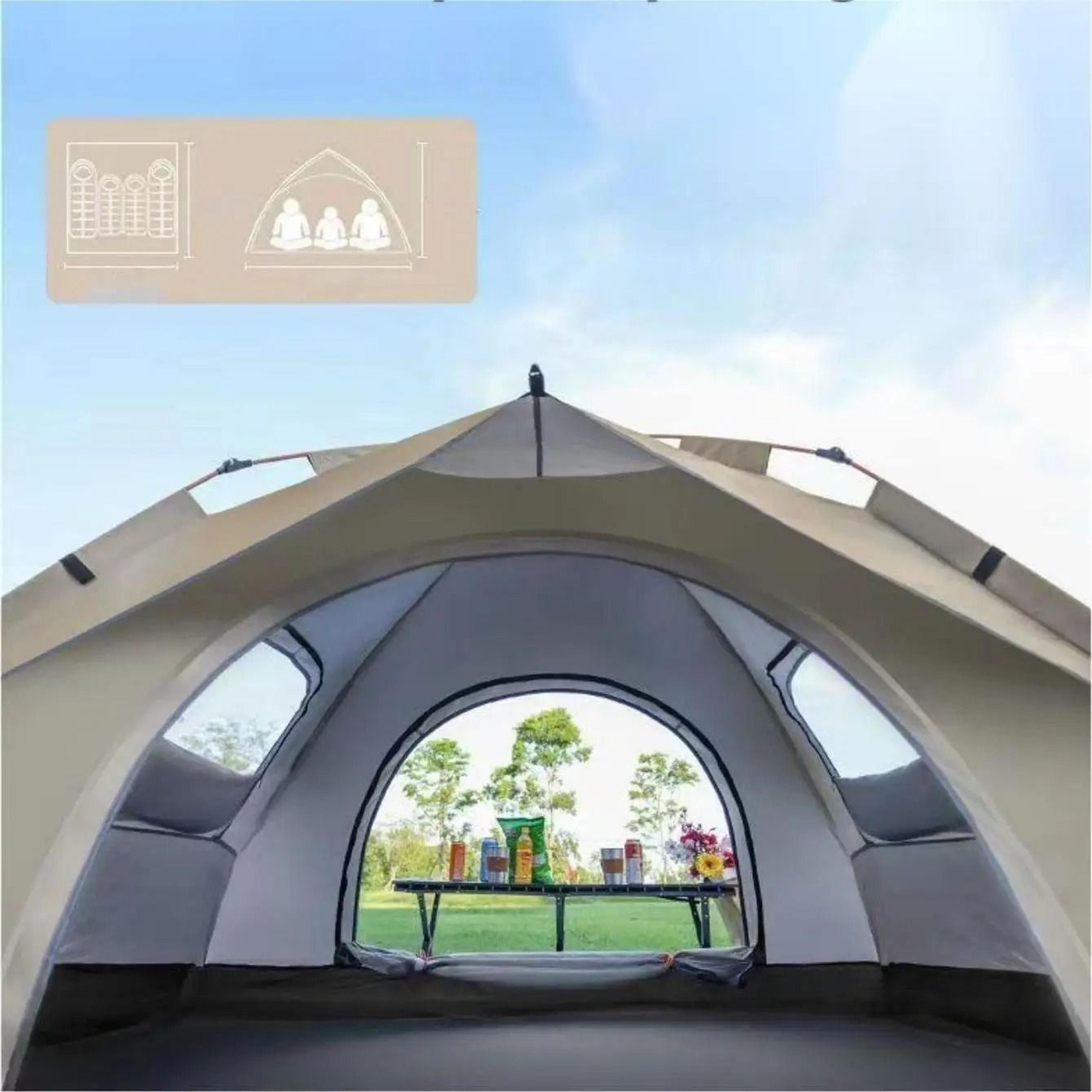 outdoor camping tent with sunshade dual doors and windows for travel and self driving use